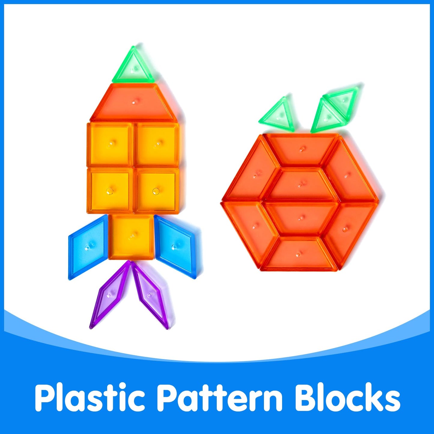 Odoorgames 140 Pcs Translucent Pattern Blocks - Educational Light Table Manipulatives and Accessories - Fun and Engaging Geometric Shapes