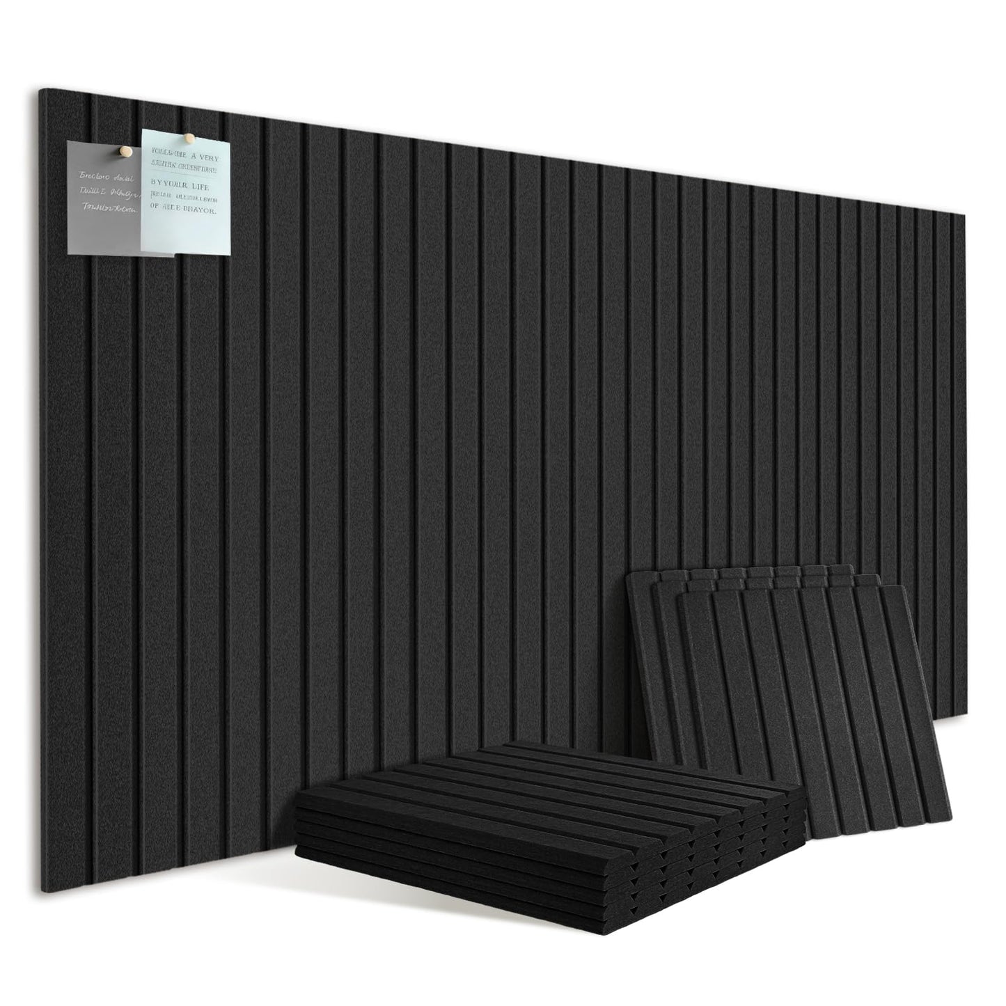 Large Felt Bulletin Board for Wall, 8 Pack 11.8'' x 11.8'' Felt Board Tiles, 48'' x 24'' Cork Board Alternative with Adhesive Tabs, Decorative Pin Board for Home Office, Dorm,Classroom
