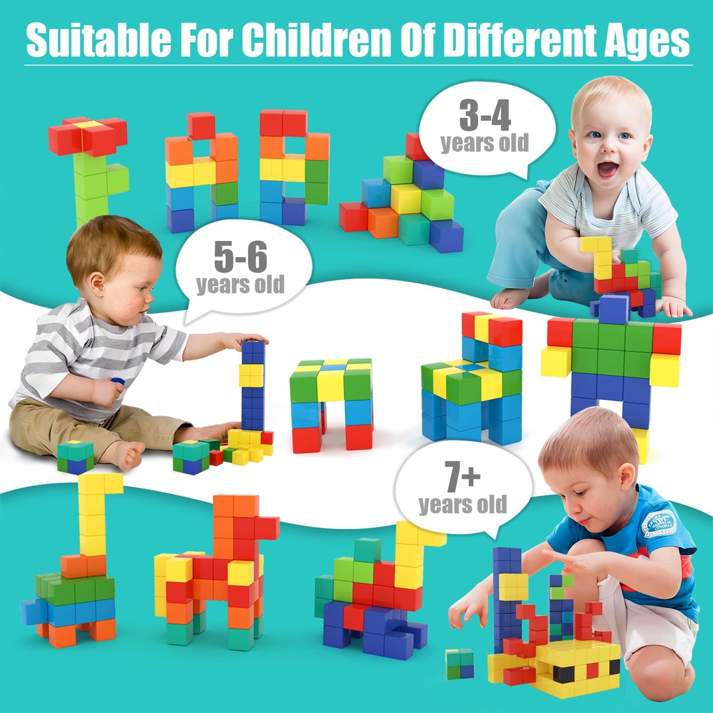 BananMelonBM 100 PCS Magnetic Building Blocks, for Toddlers Age 3-5, for Kids Ages 4-8,Magnetic Cubes, Preschool Educational Sensory Magnet Toys for Boys and Girls