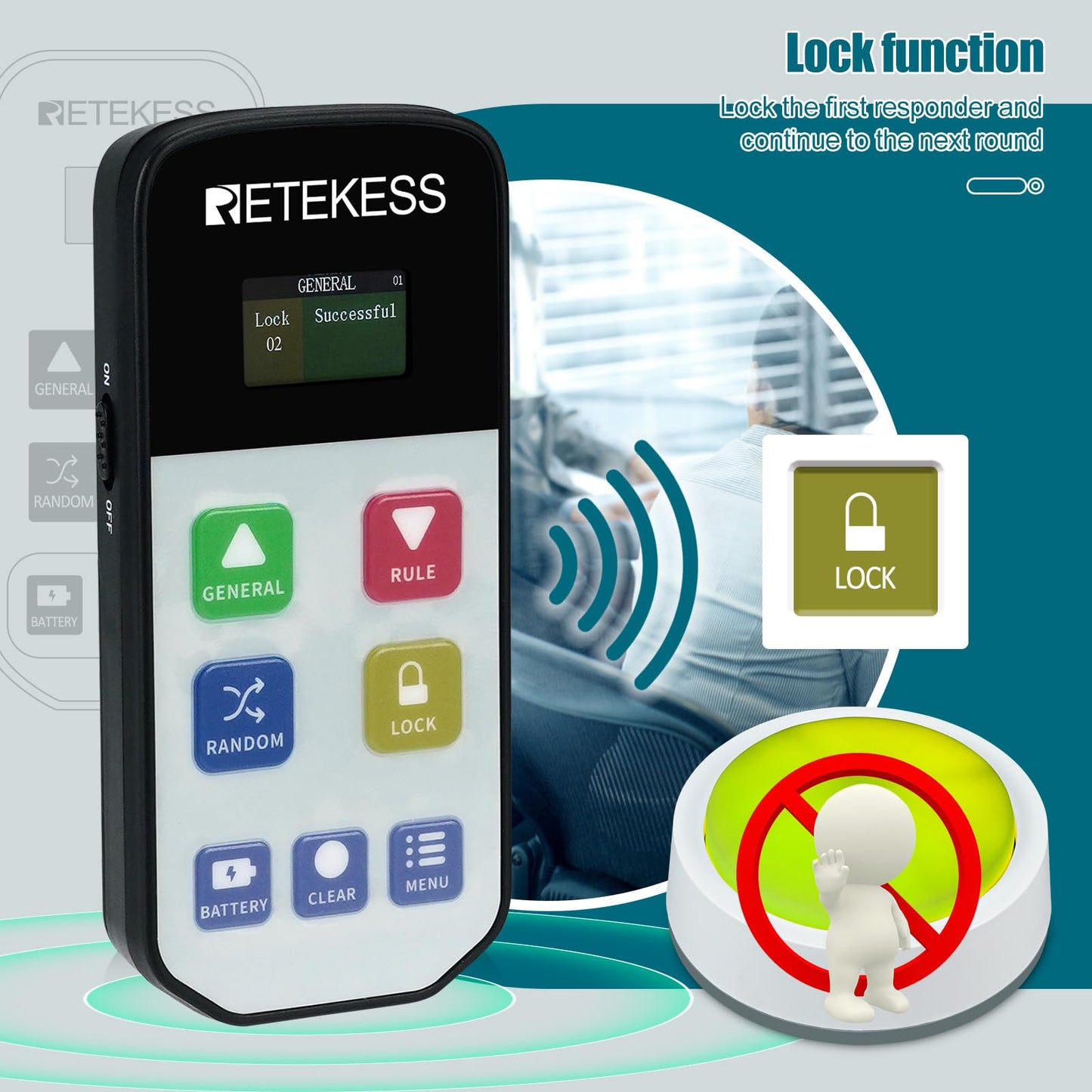 Retekess TM102 Jeopardy Buzzers, Buzzers that Show Who Buzzed First, 3 Response Modes, Buzzers for Trivia Games,Classroom Quiz,Family Feud Night and Back to School