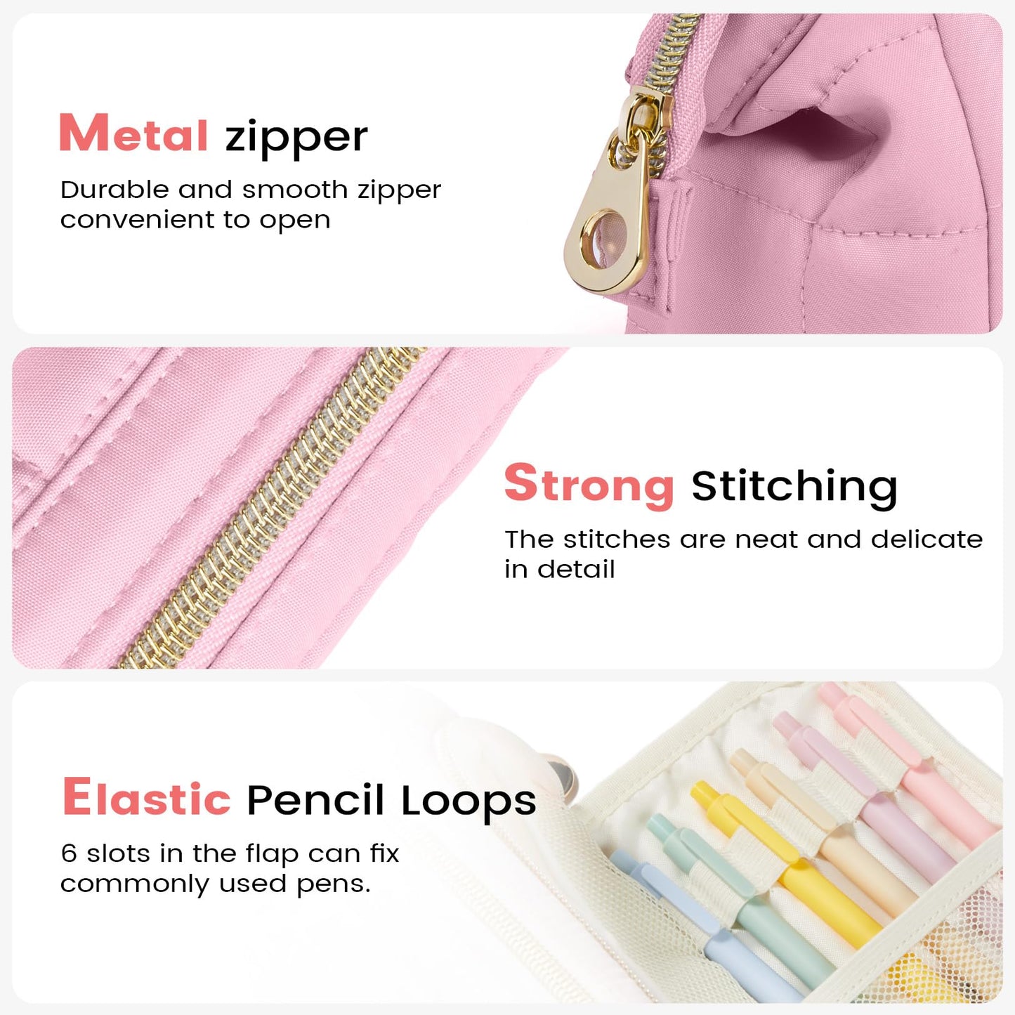 Sooez Large Pencil Case Pouch, Soft Pencil Bag with Zipper, Pen Bag Wide Opening, School Supplies Cute Pencil Case for Girls Boy Men Women, Purple