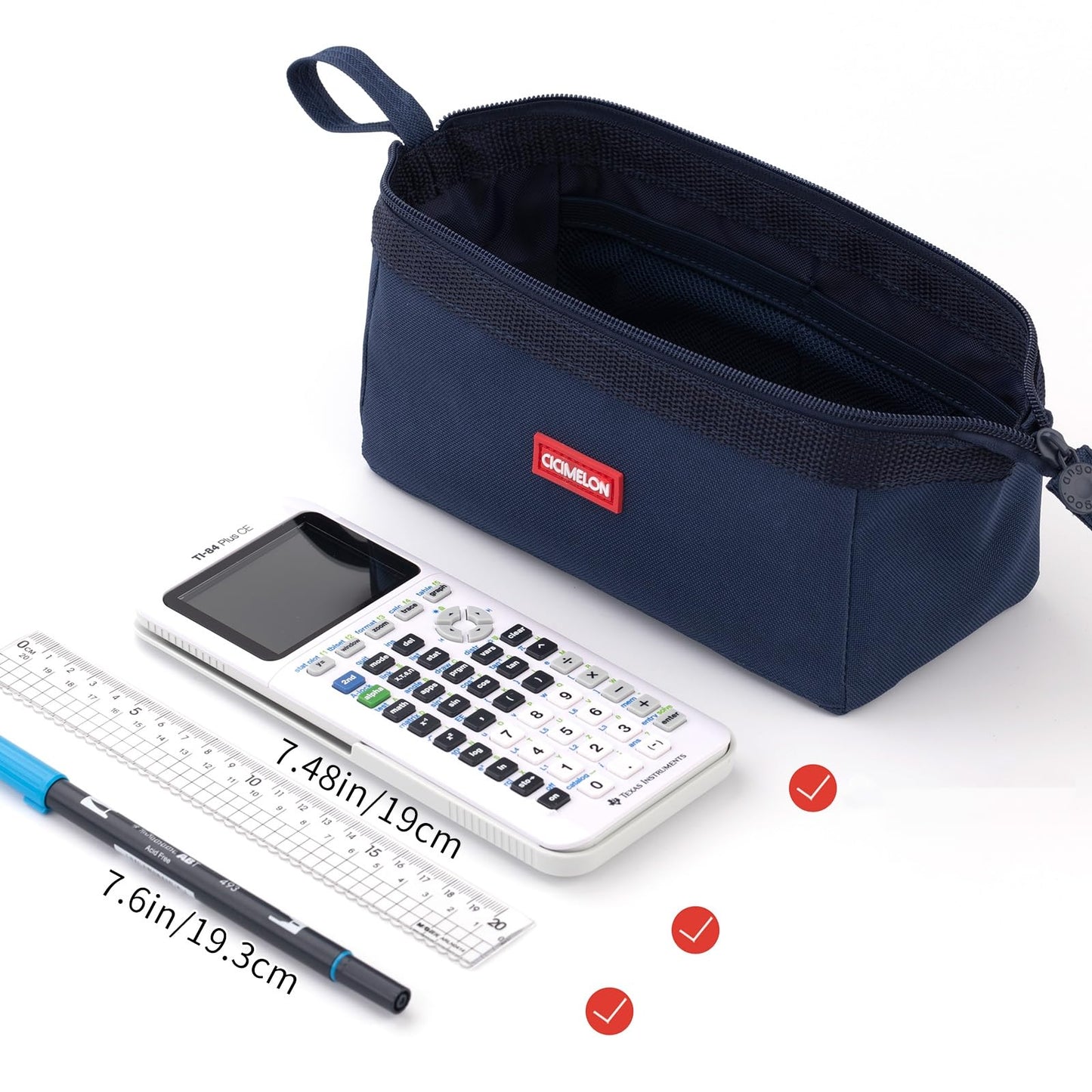 CICIMELON Pencil Case Large Capacity Pencil Pouch Pen Bag for School Teen Girl Boy Men Women (Navy)