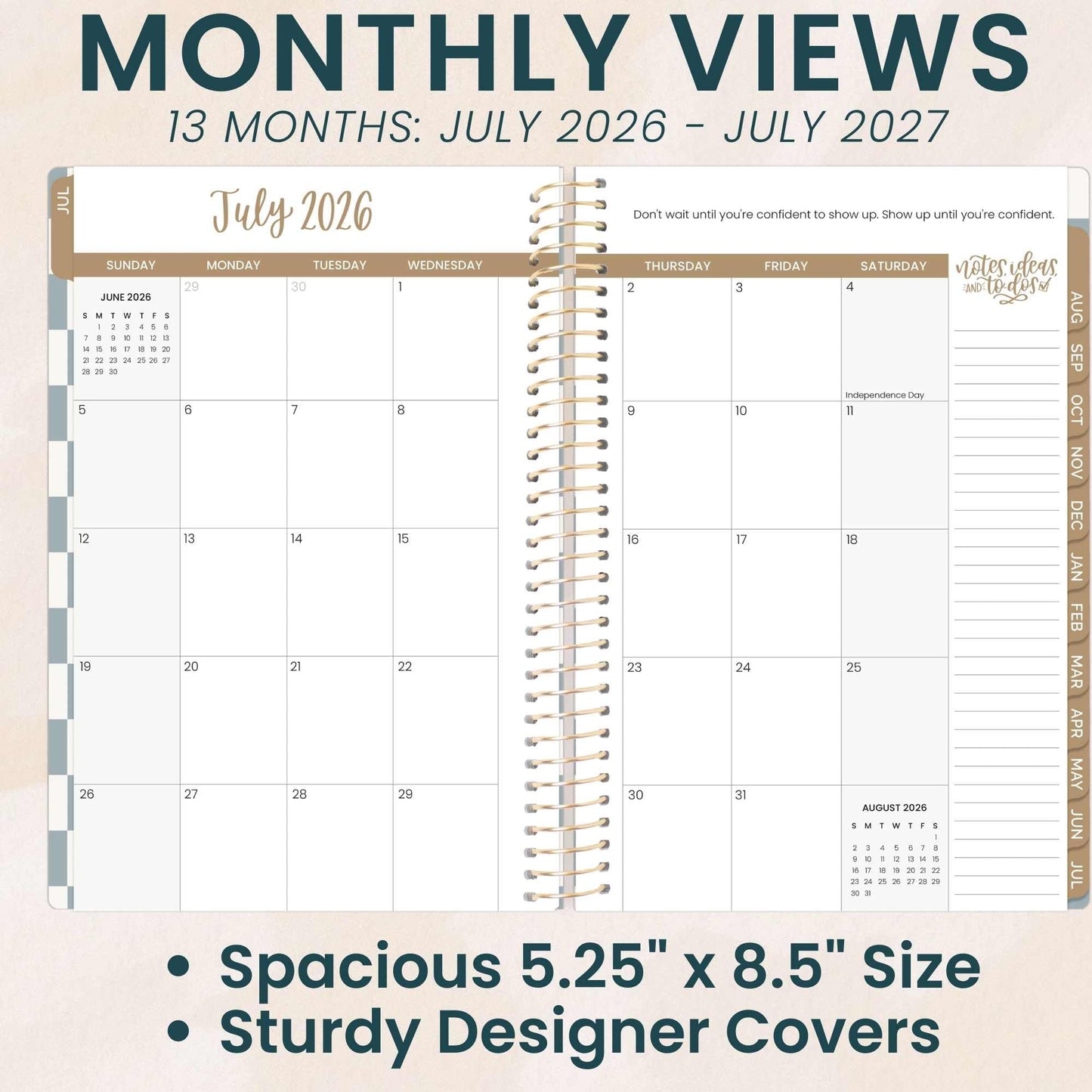 bloom daily planners 2026-2027 Planner - Academic Year (July 2026 - July 2027) Monthly & Weekly Soft Cover Planner for Women - 13 Month Calendar Agenda Book with Stickers - 5.5" x 8.25" - Checkered