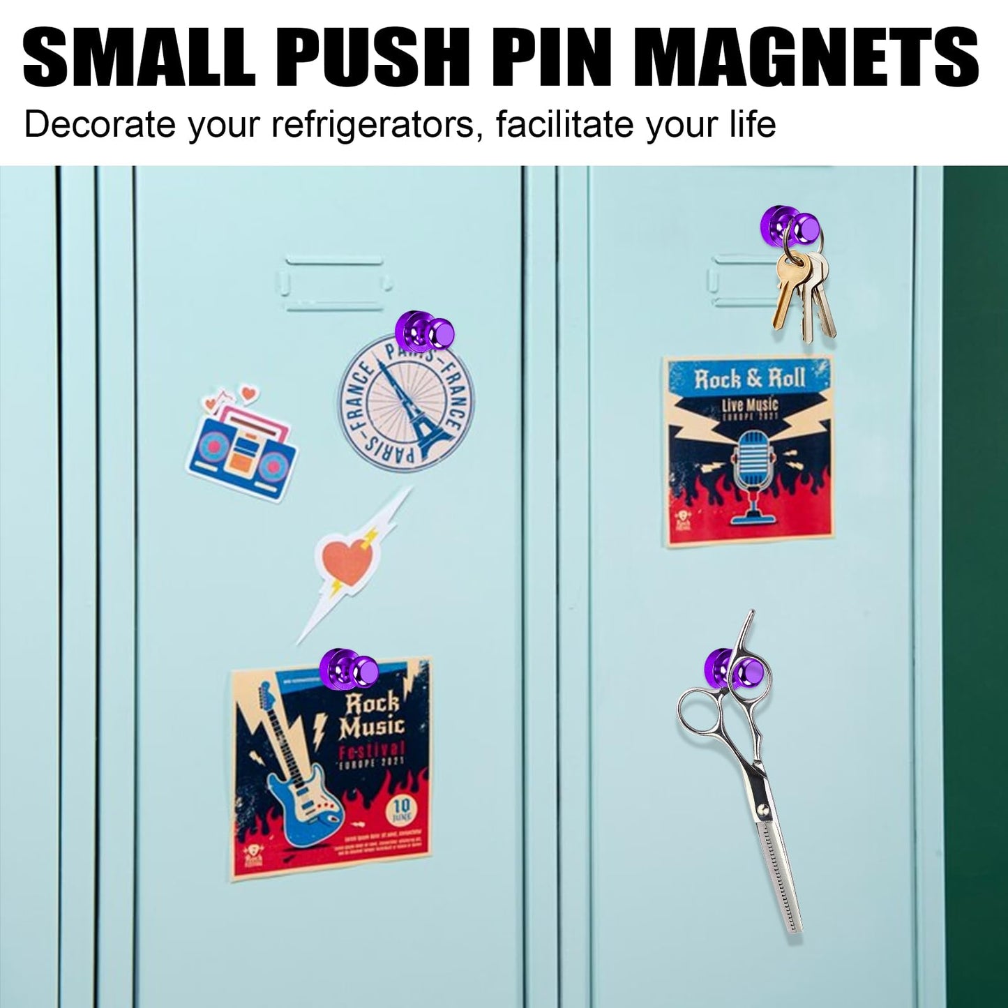LOVIMAG Fridge Magnets 20Pcs Refrigerator Whiteboard Small Strong Magnet Classroom Kitchen Accessories Decorative Locker Set Decor Must Haves Office Calendar Refrigerador Magnetic Cute Crafts Purple