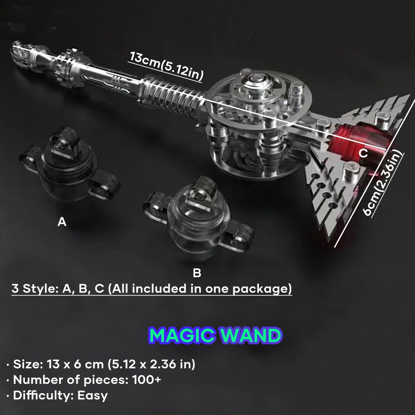Metalkitor 3D Metal Puzzles for Adults, Magic Wand for Metalkitor Giant Mantis and Fox Model- Steampunk DIY Ornament - Assembly Jigsaw Crafts Brain Teaser - Perfect Desk Decor and Gift Choice(100+PCS)
