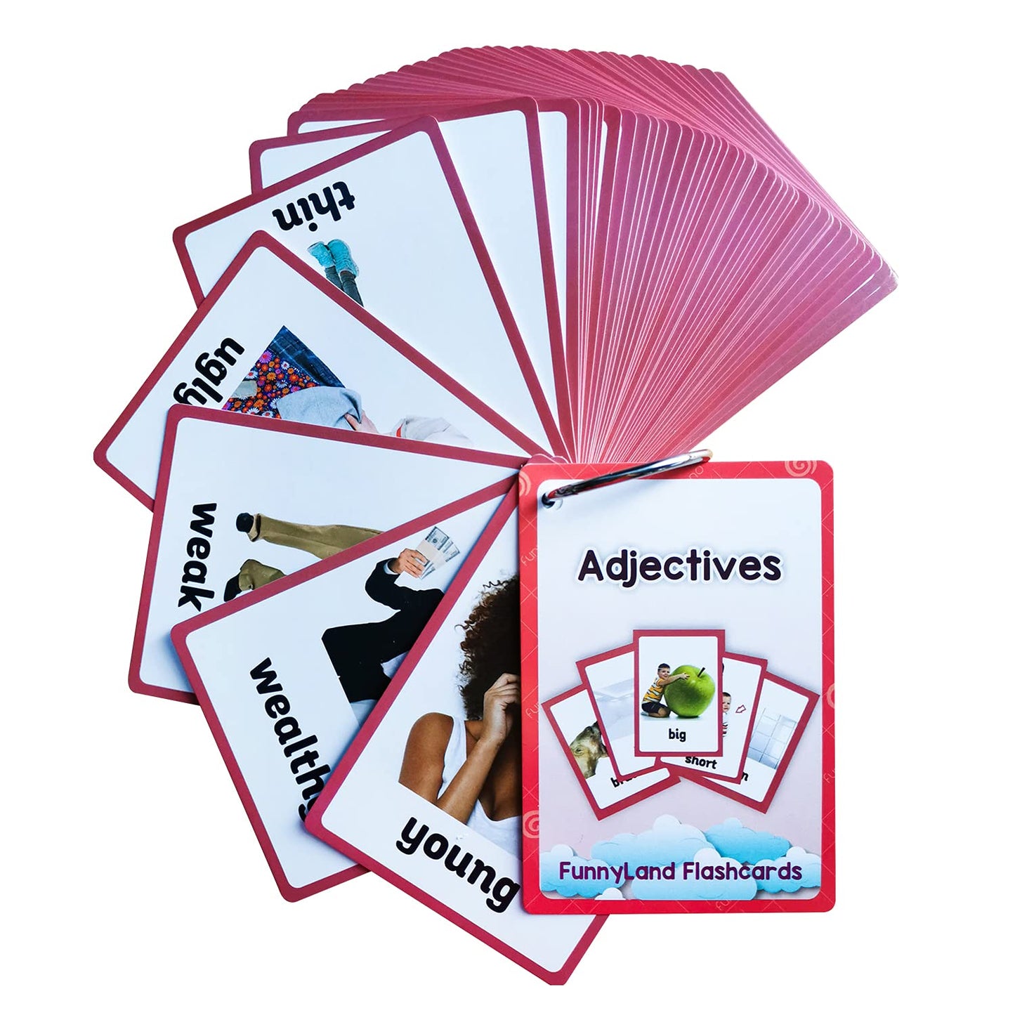 Lilias Verbs/Adjectives/Prepositions Flash Cards, English Words Pocket Card for Toddlers, Learning Toys, Supplies for Kindergarten Preschool, 3 Themes Set