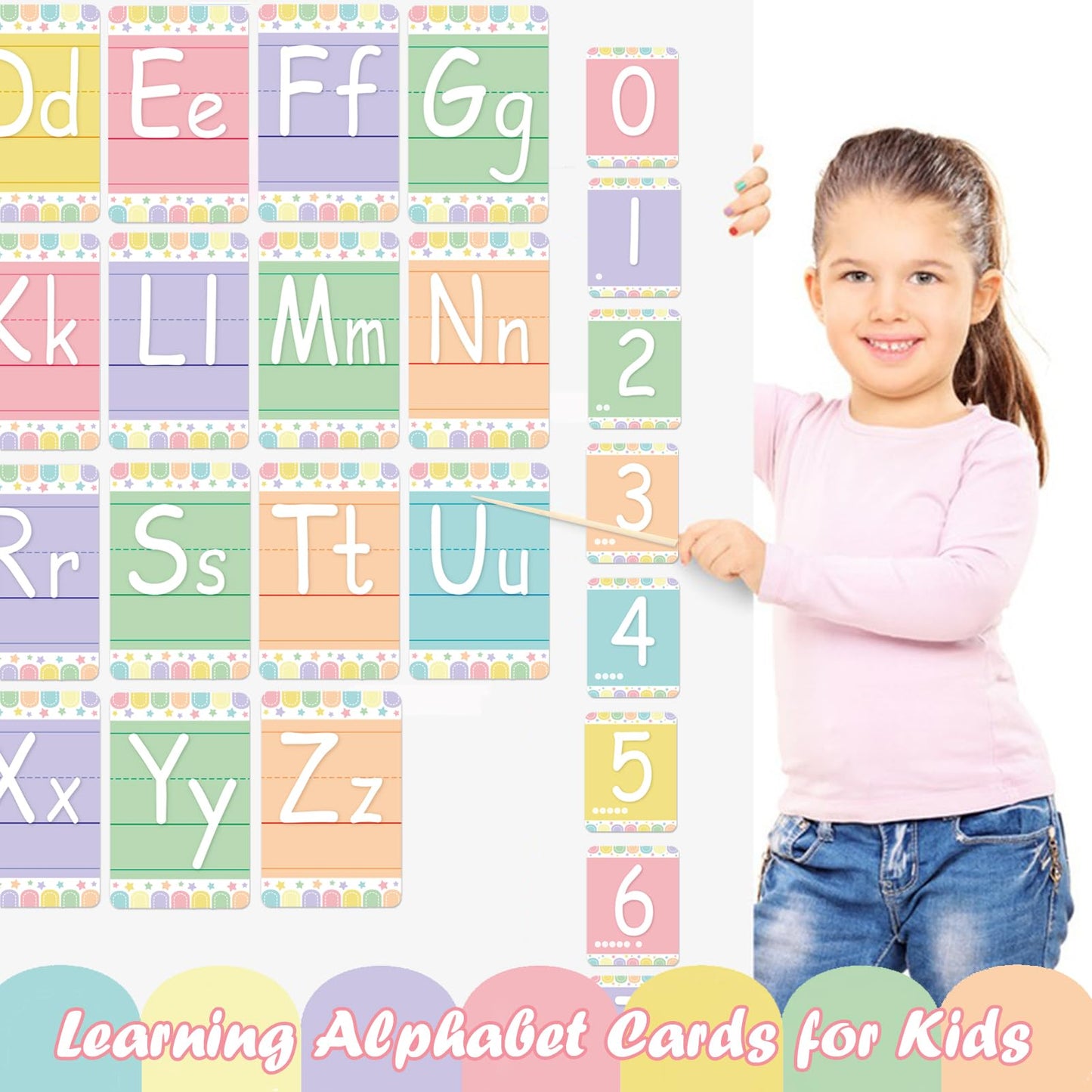 Adduster Bulletin Board Letters - ABC Alphabet Poster Classroom Decorating Set Toddler English Poster Kindergarten Elementary Classroom Nursery Home Wall Decoration（Soft Tones）