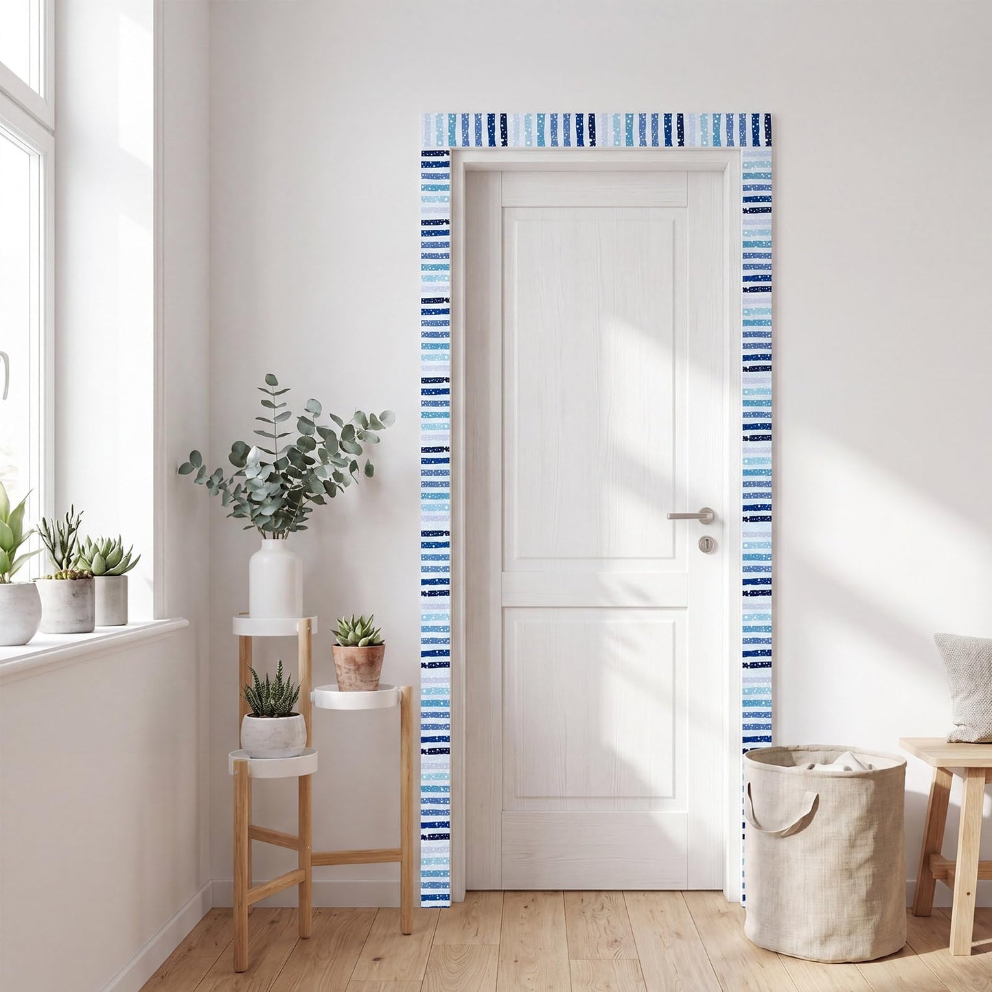 Tenceur 48 ft x 2.76 Inch Magnetic Borders for Whiteboard Decoration, Blue Polka Dots Stripes Magnetic Bulletin Board Border Set for Summer Classroom Office Chalkboard Poster Board Decor