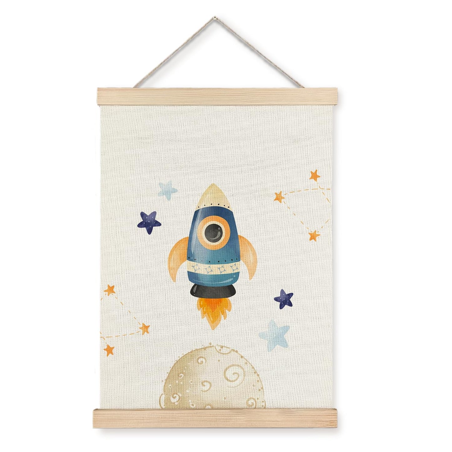 BearCake Boys Space Earth Nursery Wall Decor Art Poster Hanger Frame, Space Canvas Prints Framed Wall Decor for Classroom Toddler Boys Room Nursery Playroom, 12x16 Inch
