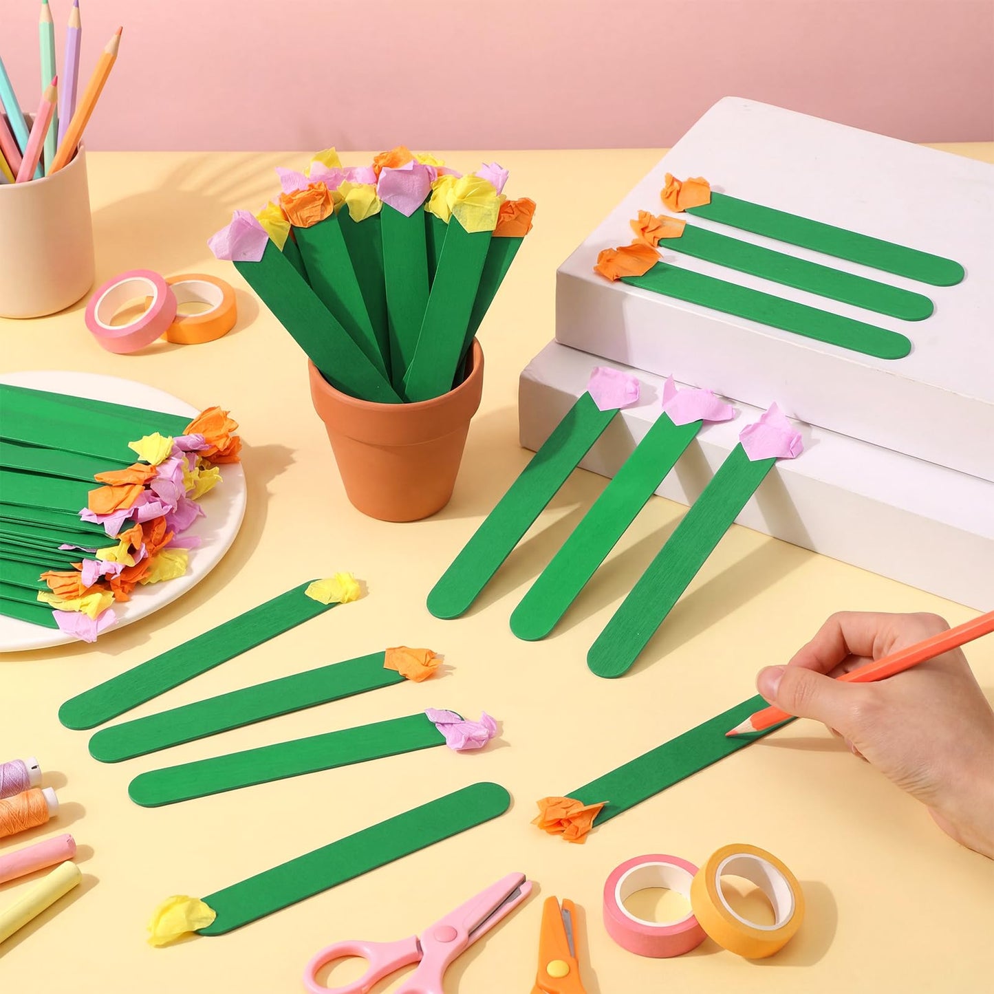 Chunful 72 Flip Name Sticks with Storage Pot Talking Flip Name Stick Counting for Classroom Back to School Management Teacher Essential Student Grouping Tally Educational and Learning Supply(Fresh)