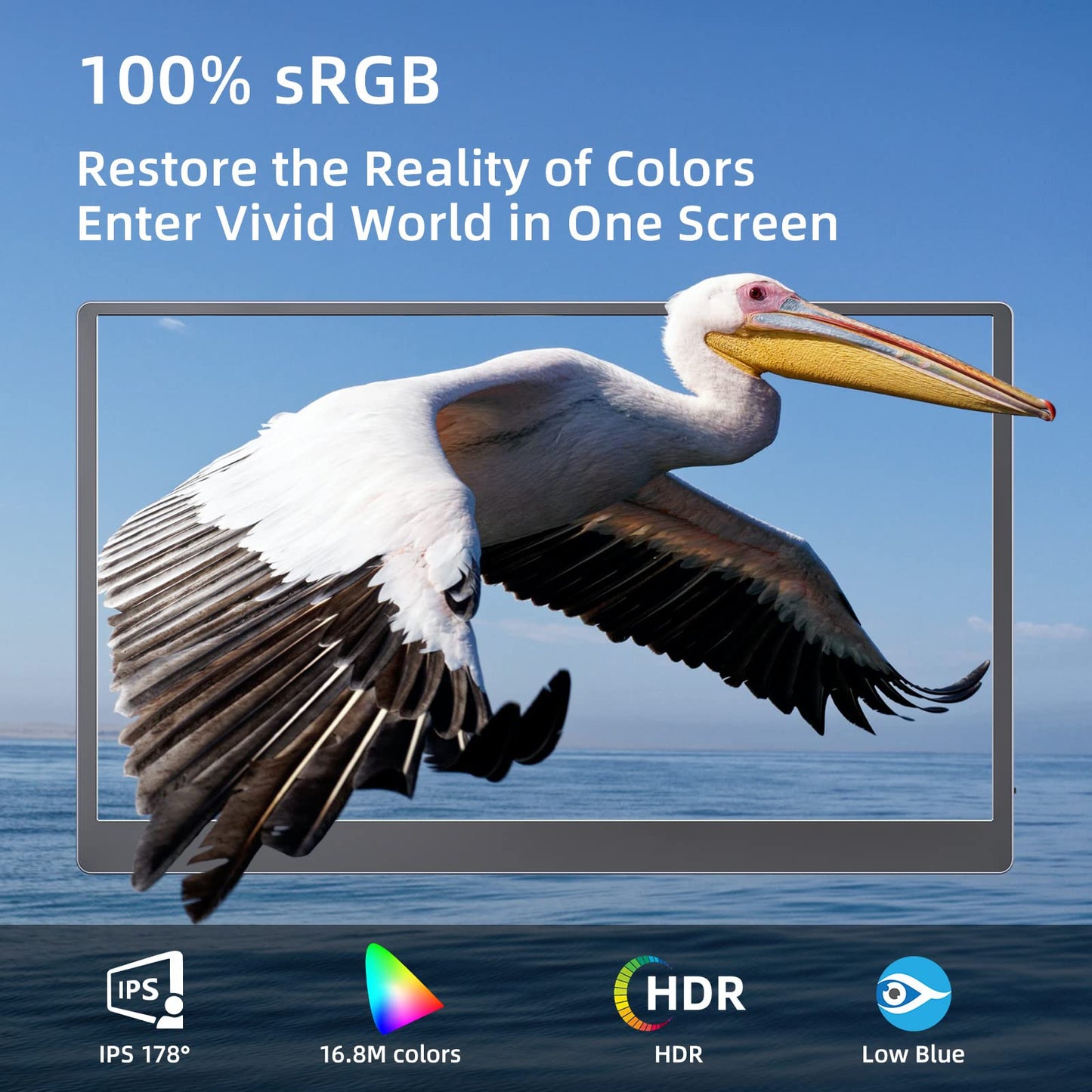 Upperizon Portable Monitor 15.6" 4K UHD 3840X2160 100% sRGB 60Hz IPS HDR HDMI USB-C Travel Monitor for Laptop MacBook PC Surface PS5 Xbox, Second Screen with Cover & Speakers, VESA Compatible