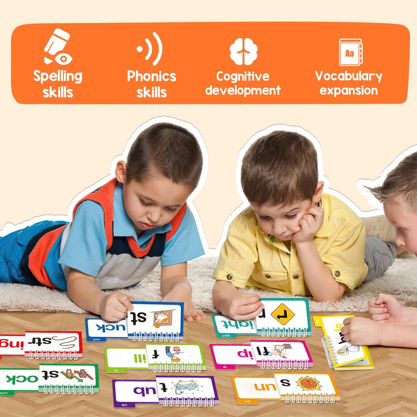 Phonics Flash Cards Word Family Build Book,Learn to Read 30 Read and Rhyme Flip Books,Sight Words Flash Cards Kindergarten Phonics Flip Books for Kids Classroom Homeschool Preschool Learning Activity