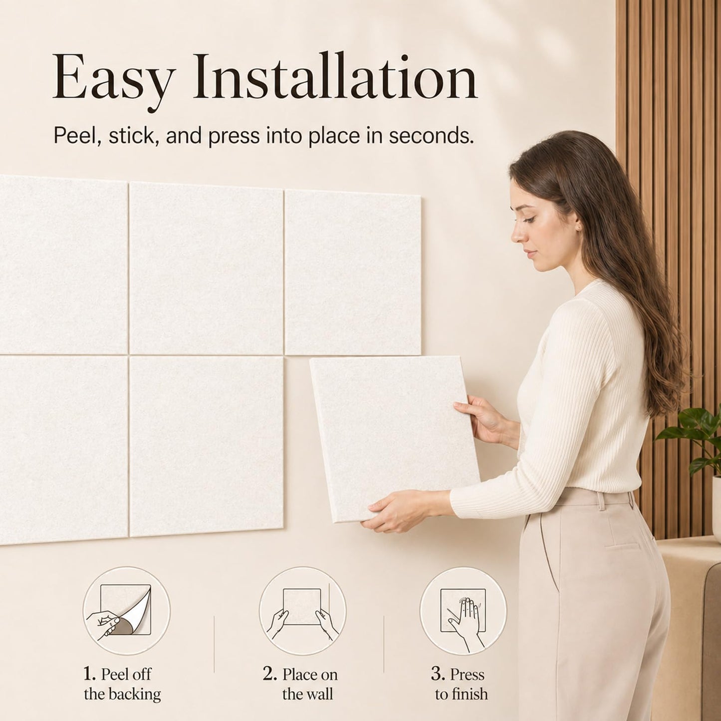 Baysola Felt Bulletin Board Panels 48 x 36 Inch Self Adhesive Wall Tiles Cork Board Alternative for Office Classroom Photos Notes 12 Pack