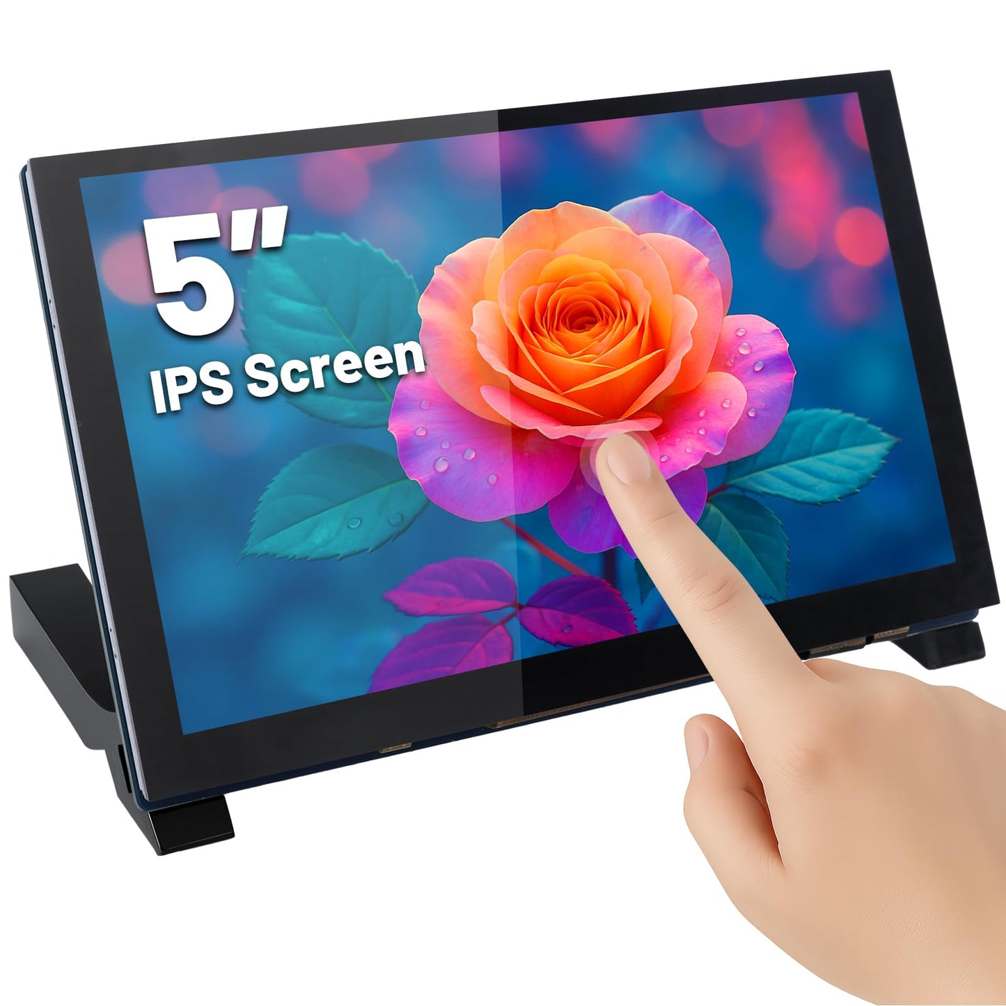 ELECROW 5 Inch Touchscreen Monitor for Raspberry Pi, 800x480 IPS DSI LCD Capacitive Touch Screen Display with Acrylic Stand, Plug and Play, PWM Backlight Control, for Raspberry Pi 5/4/3 (No HDMI)