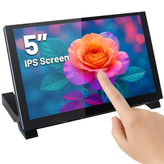 ELECROW 5 Inch Touchscreen Monitor for Raspberry Pi, 800x480 IPS DSI LCD Capacitive Touch Screen Display with Acrylic Stand, Plug and Play, PWM Backlight Control, for Raspberry Pi 5/4/3 (No HDMI)