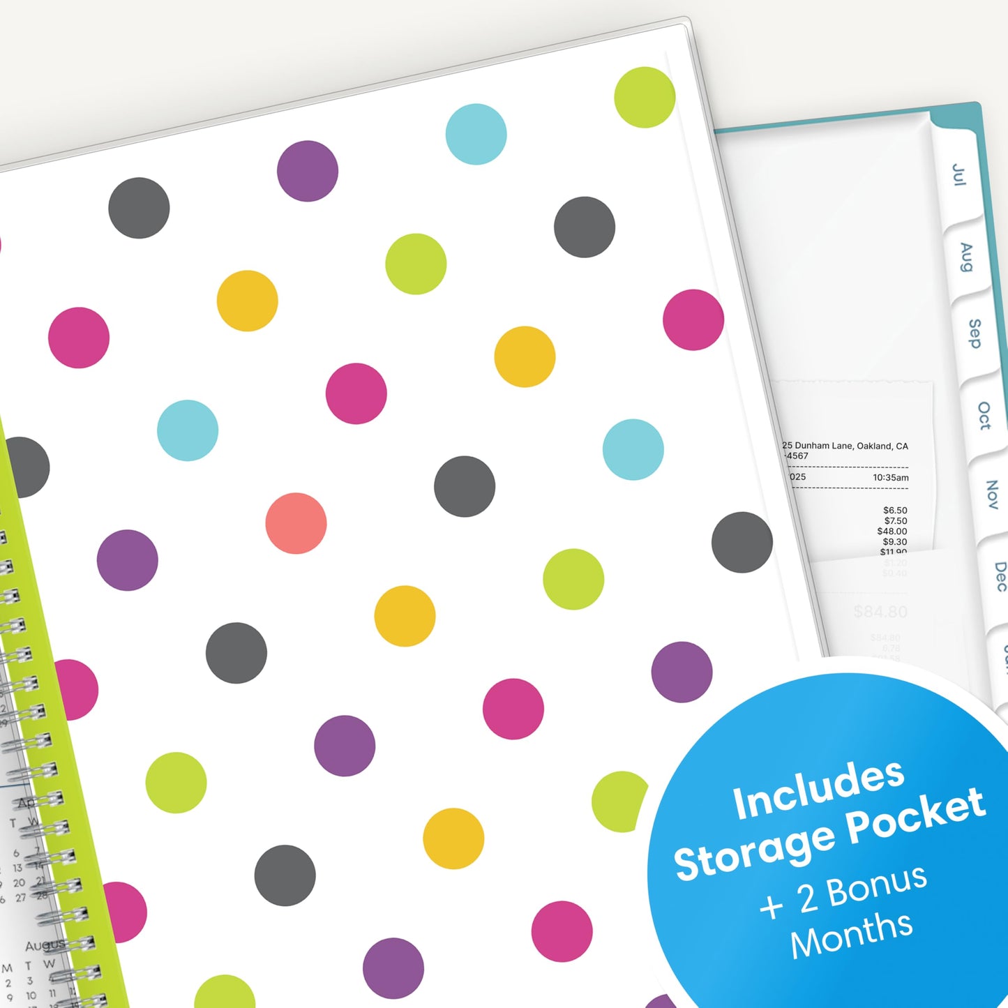 Blue Sky 2026-2027 Weekly and Monthly Academic Year Teacher Lesson Planner Calendar, July 2026 - June 2027, 8.5" x 11", Clear Pocket Cover, Wirebound, Laminated Tabs, Storage Pocket, Dots