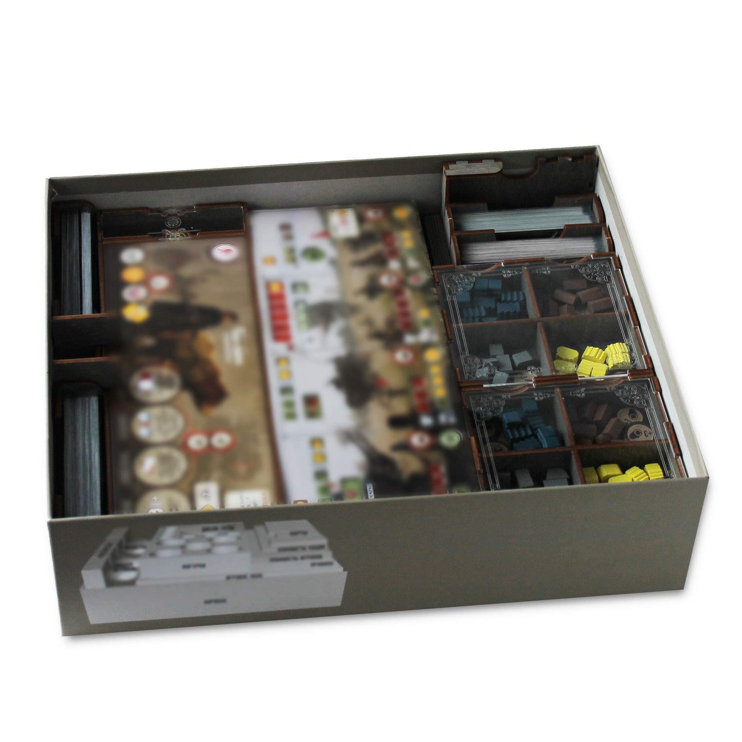 Smonex Wooden Organizer Compatible with Scythe Board Game - Box Suitable for Storage Scythe Base Game, Invaders from Afar Expansion and Promo Packs - Kit Token Box Card Insert