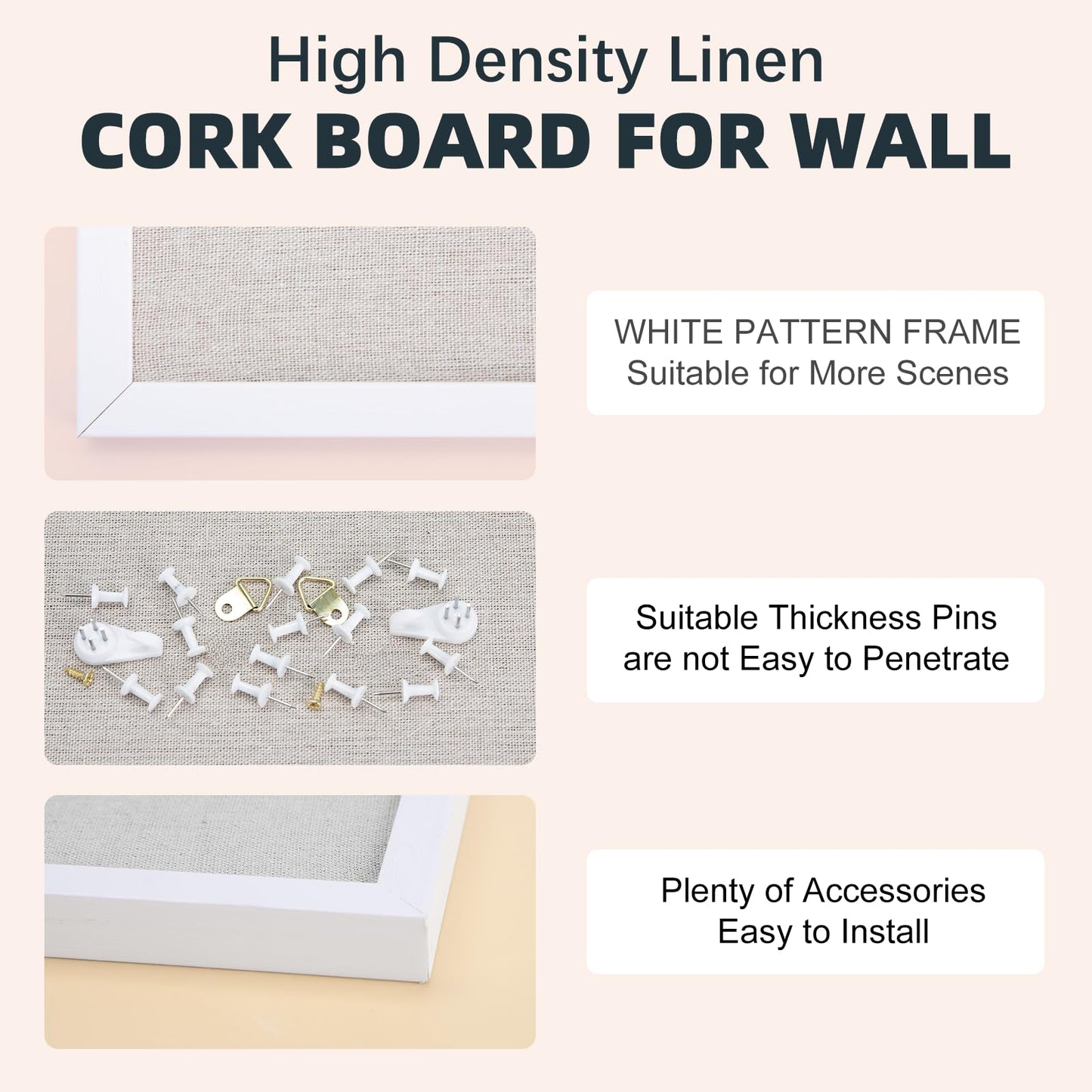 OWLKELA 20'' x 30'' Linen Bulletin Board 2 Pack, White Framed Cork Board, Perfect for Office & Home Decor, School, Cubicle
