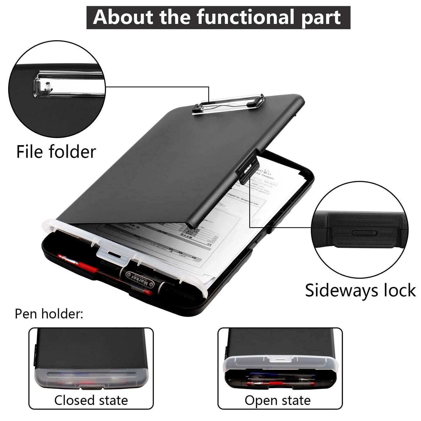 SFLHHDM Storage Clipboard with Pen Holder, High Capacity Clipboards for Classroom, Clip Boards 8.5x11 with Storage, Low-Profile Clip, Lightweight Plastic Clipboard for Kids, Lawers, Office Workers