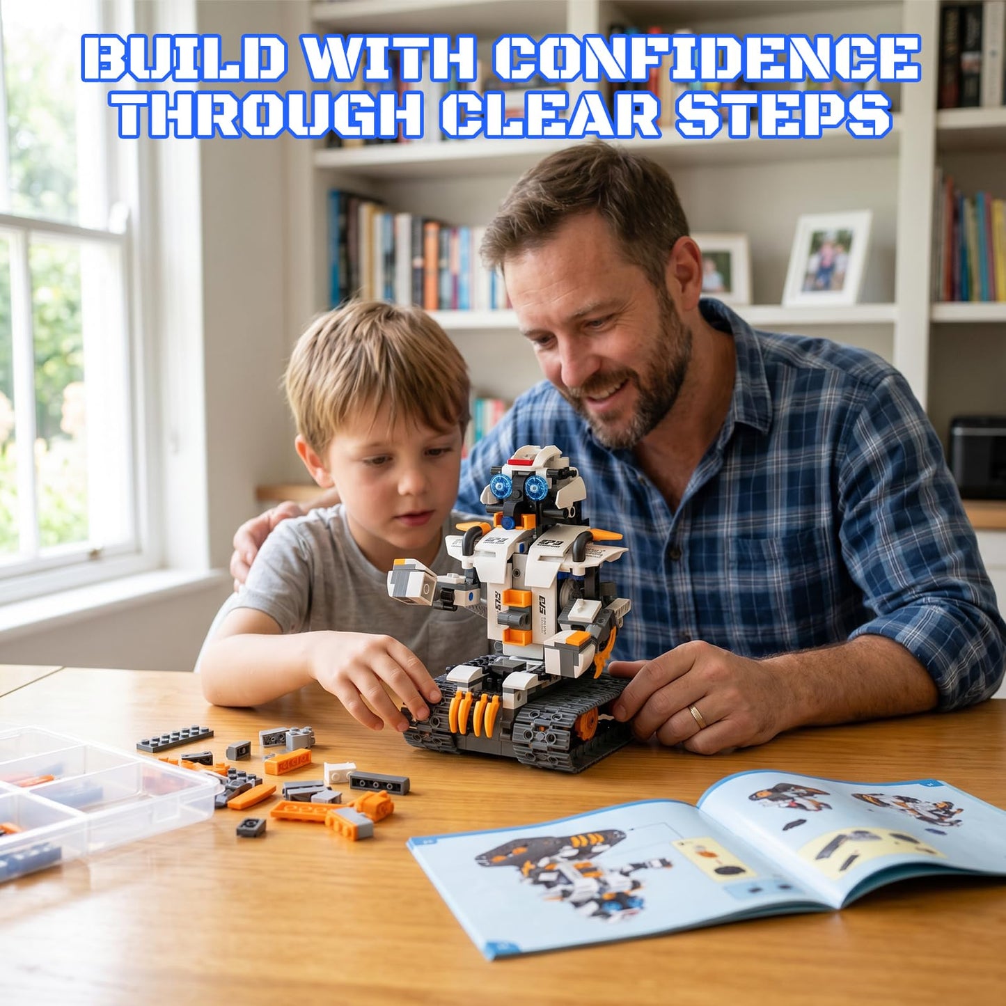 HPROMOT 5-in-1 STEM Robot Building Kit, 688 Pcs Remote & APP Controlled Educational Robot Toys, DIY Science Engineering Building Blocks for Kids Ages 8-16, for Boys & Girls