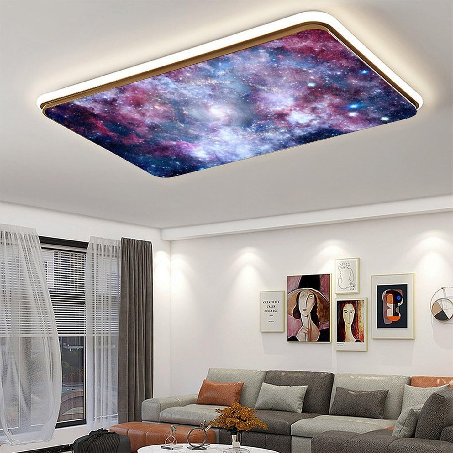2PCS Magnetic Fluorescent Light Covers - Starry Universe Filters for Classroom & Home Office Drop Ceiling Lamps, 4x2Feet