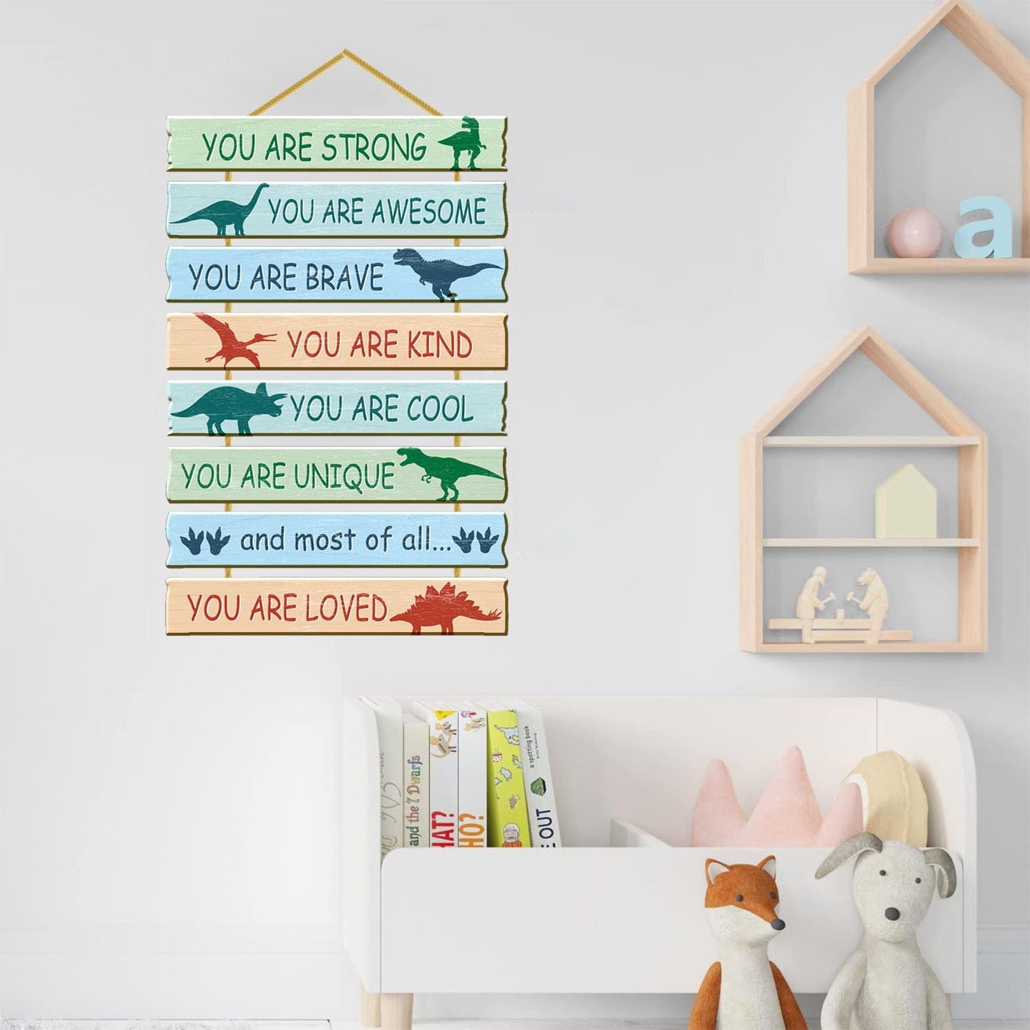 Rutiyoka Dinosaur Room Decor for Boys Bedroom Wall Dino Inspirational Art Kids Wood Decorations Little Boy Nursery Toddler Sign