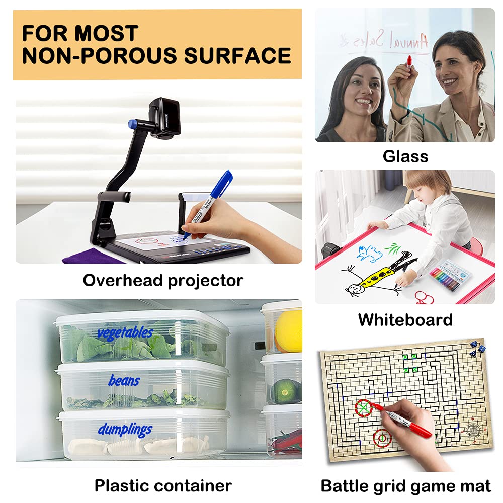 Shuttle Art Wet Erase Markers, 15 Pack Black 1mm Fine Tip Smudge-Free Markers, Use on Laminated Calendars,Overhead Projectors,Schedules,Whiteboards,Transparencies,Glass,Wipe with Water