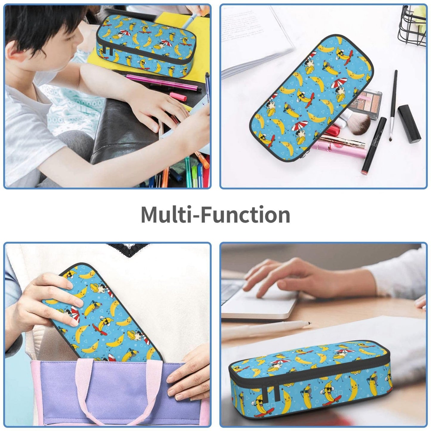 Geoocii Fun Banana Large Capacity Pencil Case Organizer Pencil Pouch Stationery With Zipper School Supplies Pencil Bag For Girls Boys Teens Adult Office