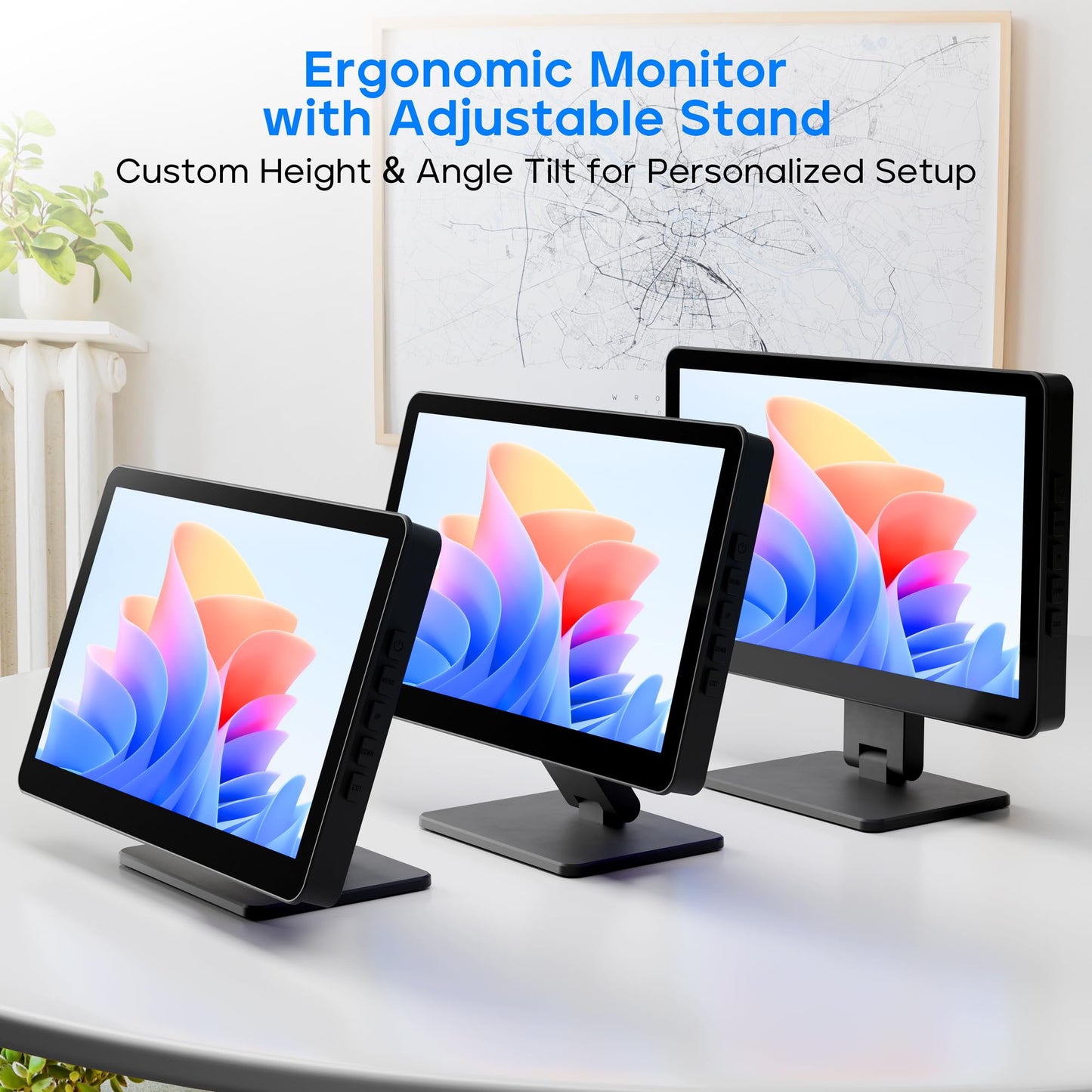 Touch Screen Monitor with Case,ROADOM 10.1’’ Raspberry Pi Screen, IPS FHD 1024×600,Responsive and Smooth Touch,Dual Built-in Speakers,HDMI Input,Compatible with Raspberry Pi 5/4/3/Zero,Versatile Stand