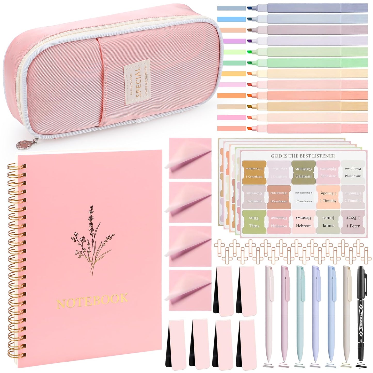 Bible Study Supplies, Bible Journaling Kit, Bible Study Kit for Women, Aesthetic Book Annotation Kit, Bible Study Tools, Christian Gifts for Women, Christmas Gift