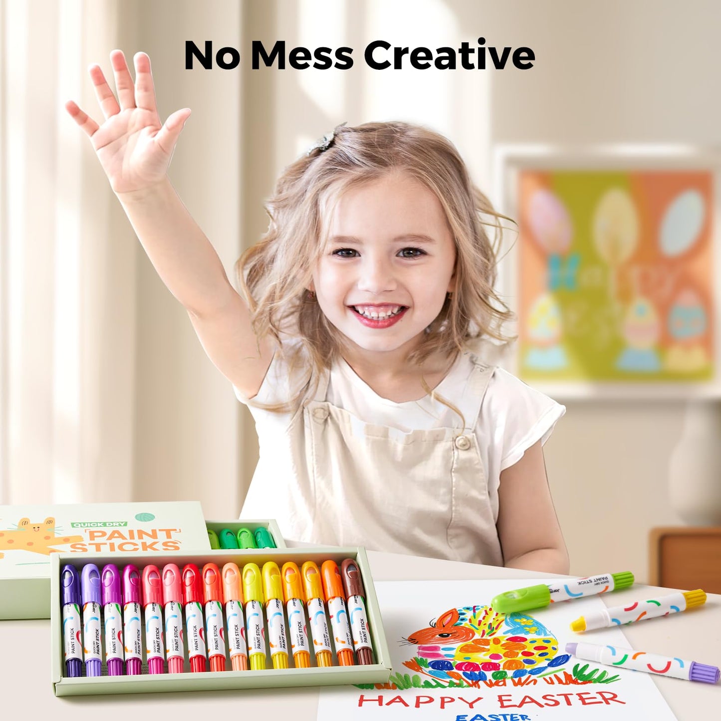 Tempera Paint Sticks, 30 Colors Jumbo Paint Sticks for Kids, Washable, Quick Drying, Non-Toxic, Toddler Art Supplies for Paper Stone Wood Canvas, Easter Gifts for Kids
