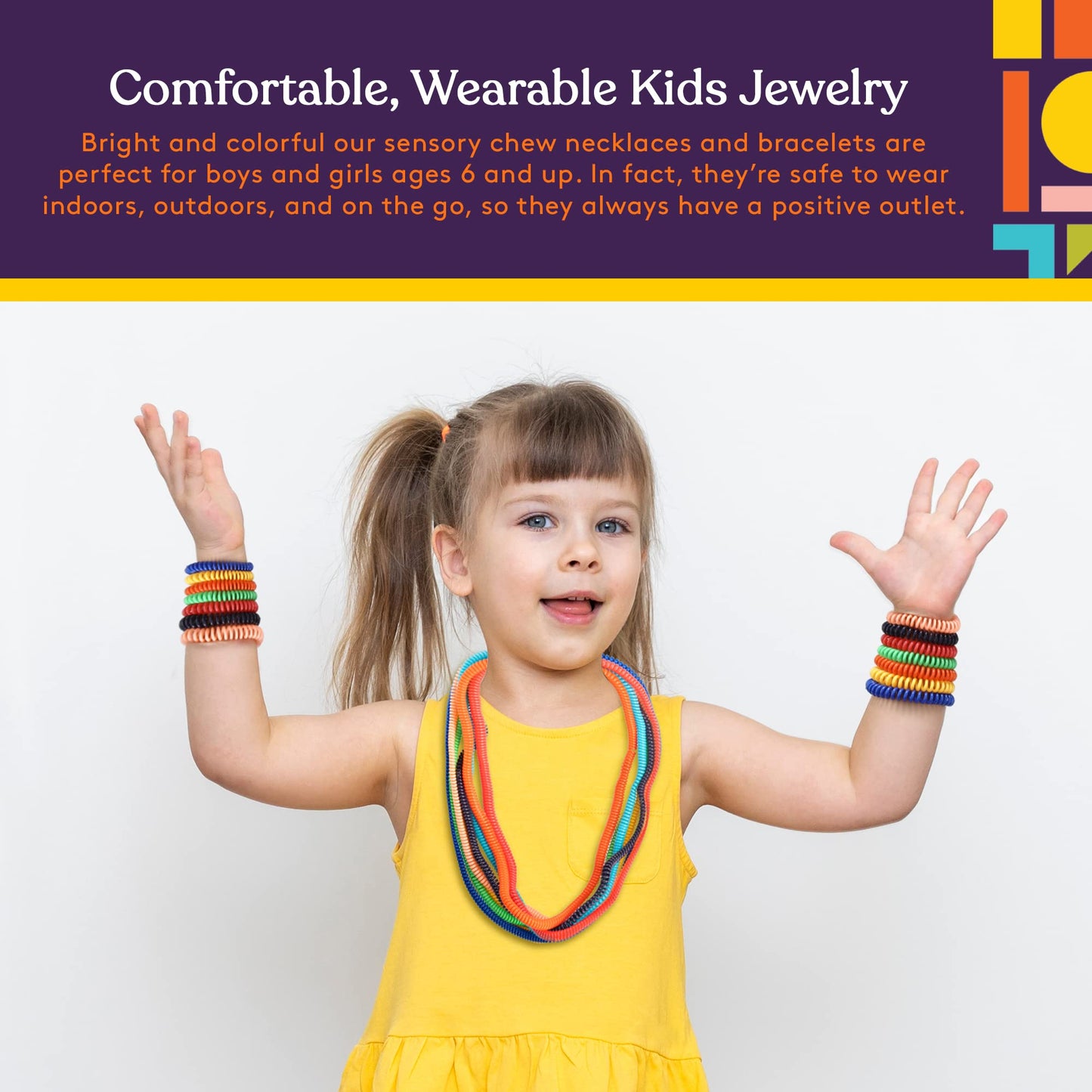 Special Supplies Chewy Jewelry Sensory Necklaces and Bracelets, 16 Pack, Soft and Flexible Silicone, Interactive Relief for Kids (Multicolor)