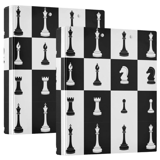 Chessboard Round Ring Binders 1.5 Black White Buffalo Plaid 3 Ring Clipboard Binder for Office School Work Supplies File Folder 200 Sheet Capacity Easy Open 2 Pieces
