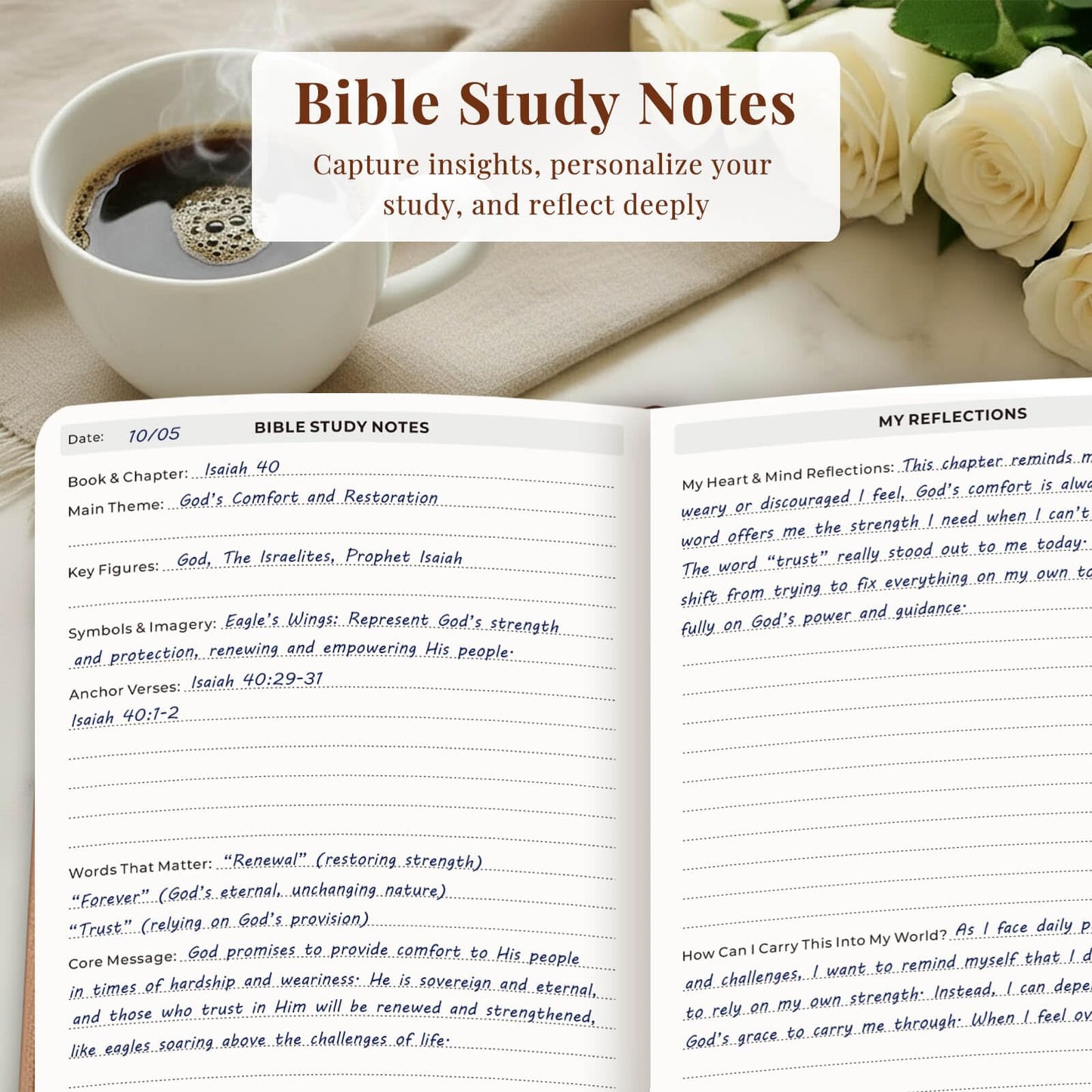 Bible Study Journal for Women – Guided Christian Notebook with Bible Reading Tracker, Prayer Prompts, Church Notes & Bible Study Supplies, Bible Journaling Kit, Beautiful Faith Gift for Her