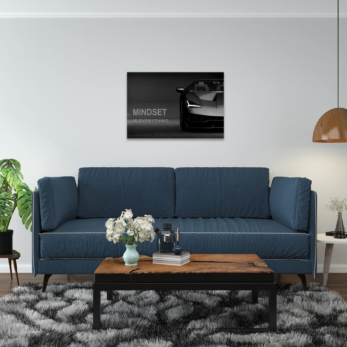 Motivational Canvas Wall Art Lamborghini Posters Prints Entrepreneur Bundle Set 1 Pieces Mindset Is Everything Canvas Wall Art Decorations for Office Bedroom (12" W x 18" H)