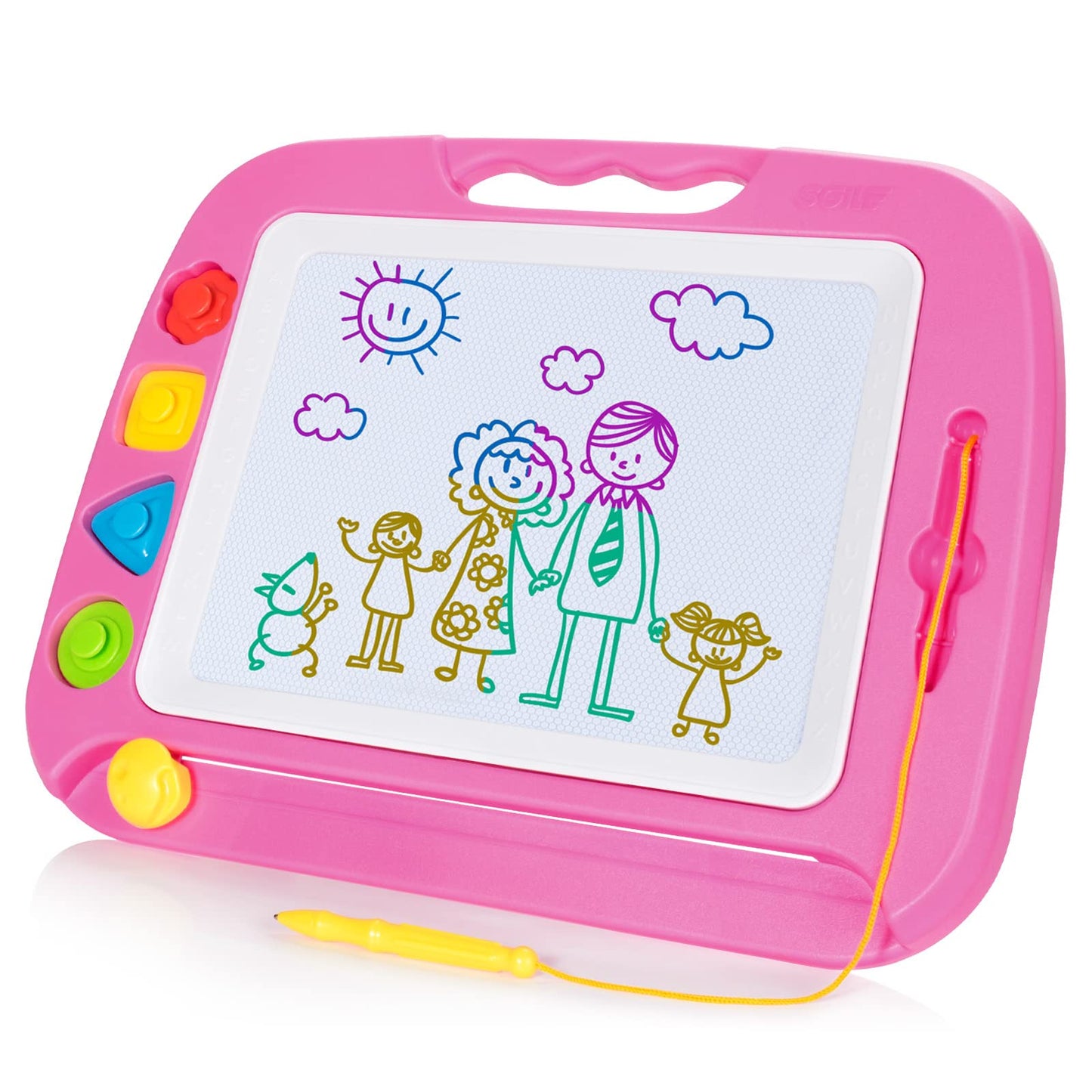 SGILE Toddler Toys for Kids, Large Magnetic Drawing Board for Birthday Gift, Toys for 1 2 3 4 Year Old Girls Boys, Etch & Sketch Pad with 4 Stamps, Learning and Educational, 16 ×13 in, Pink