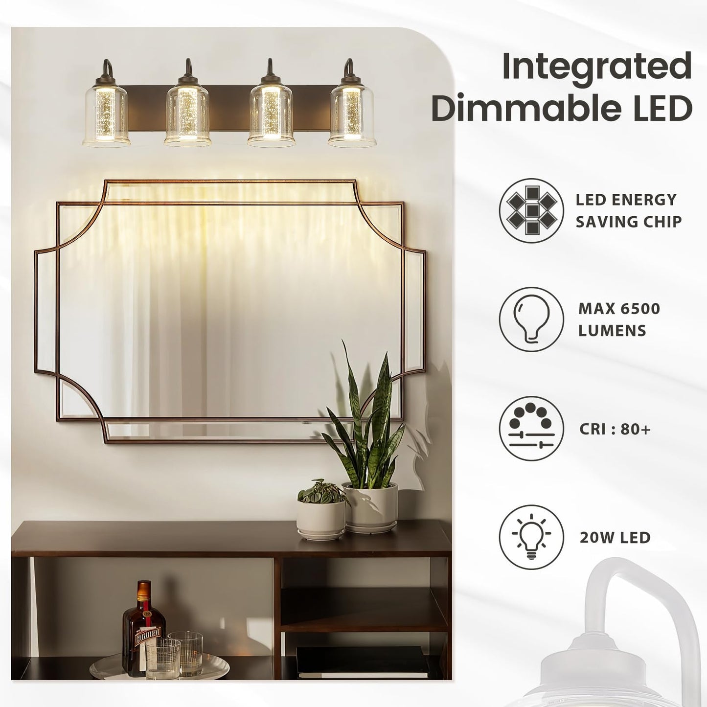 zeyu 20W LED Vanity Light 4-Light Farmhouse Over Mirror Oil Rubbed Bronze ZSL72B-4W LED ORB-1