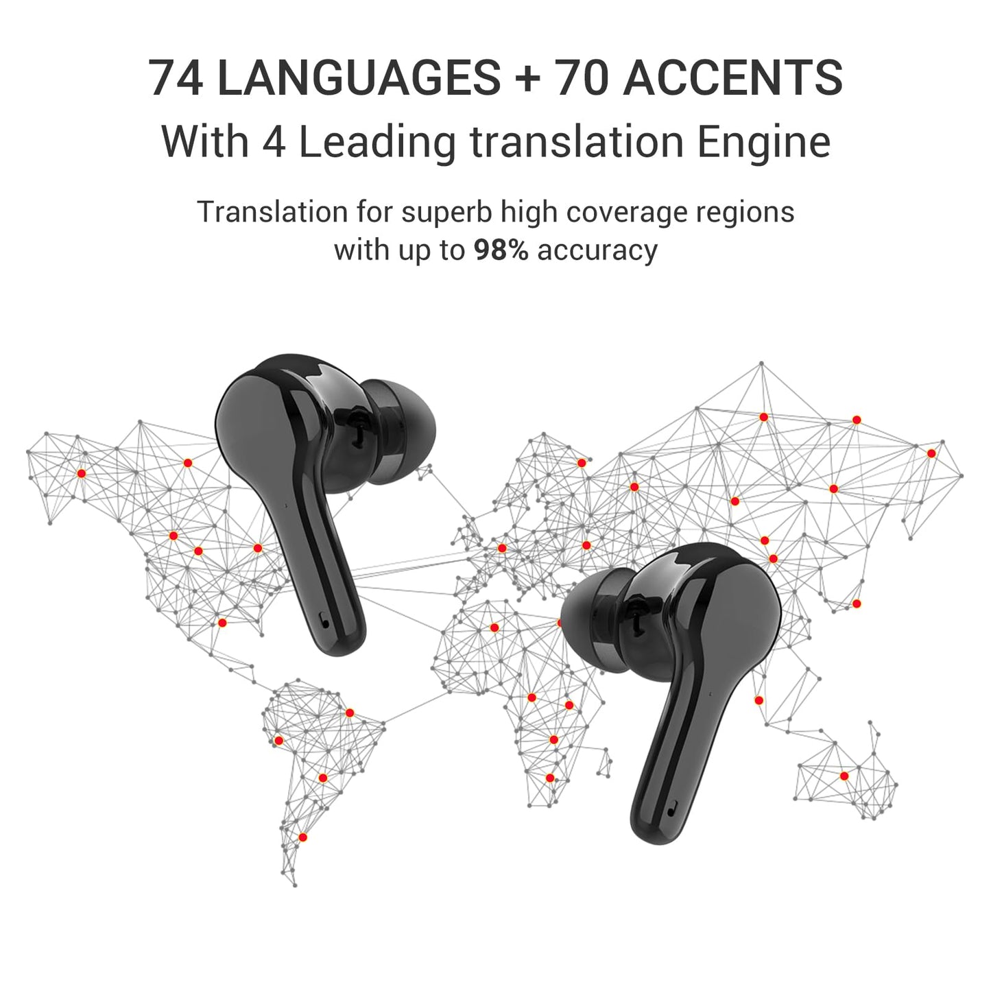 ANFIER M6 AI Offline Translation Earbuds Real Time 144 Languages Two-Way Translator Audifonos Traductores Inglés Español 3-in-1 Translate Headphones for Business Travel, No Subscription Needed (Black)