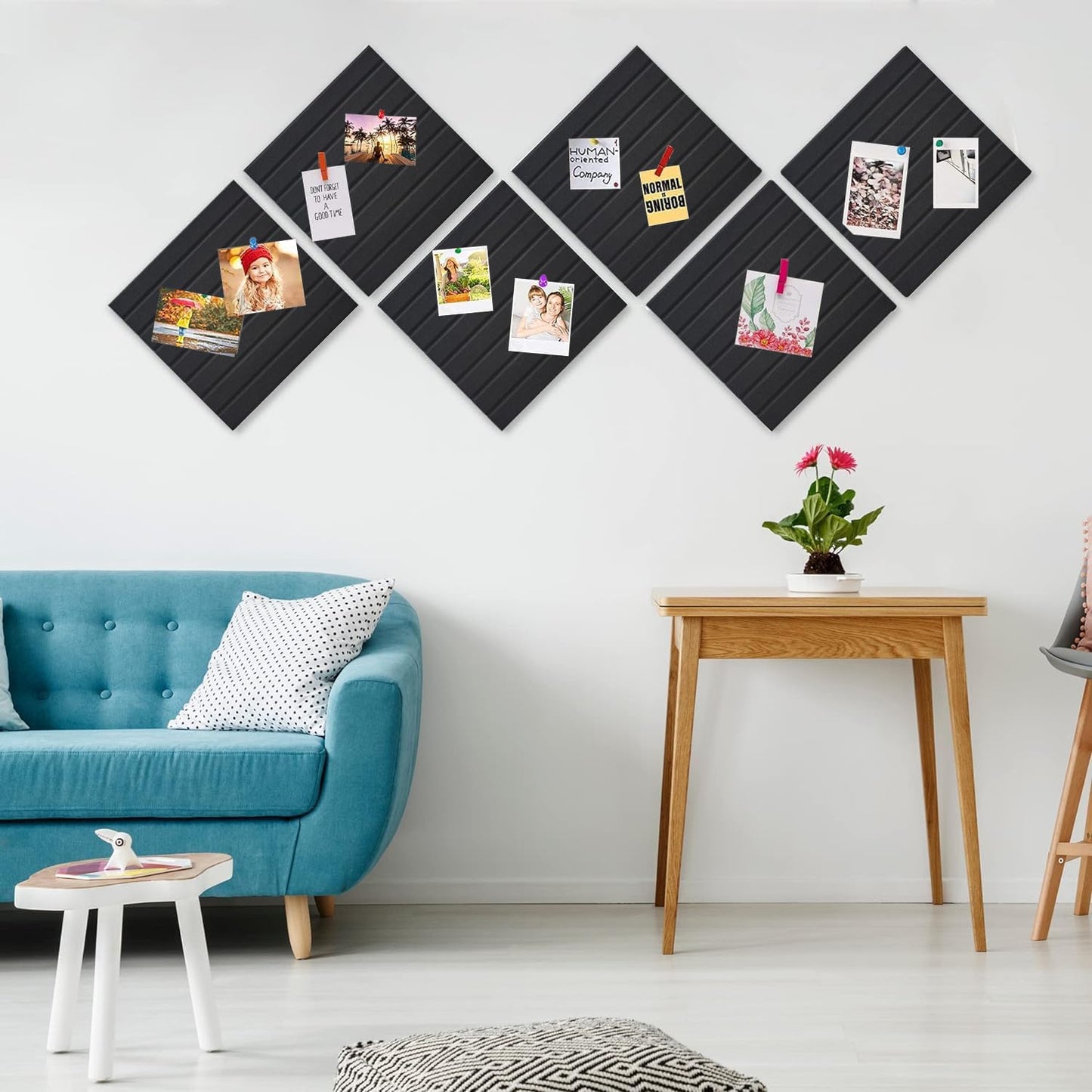 Yunihome Cork Board for Walls 36" x 24", 6 Pack Felt Bulletin Board Wall Tiles with 30 Push Pins for Home Kitchen School Office Wall DIY Decorative