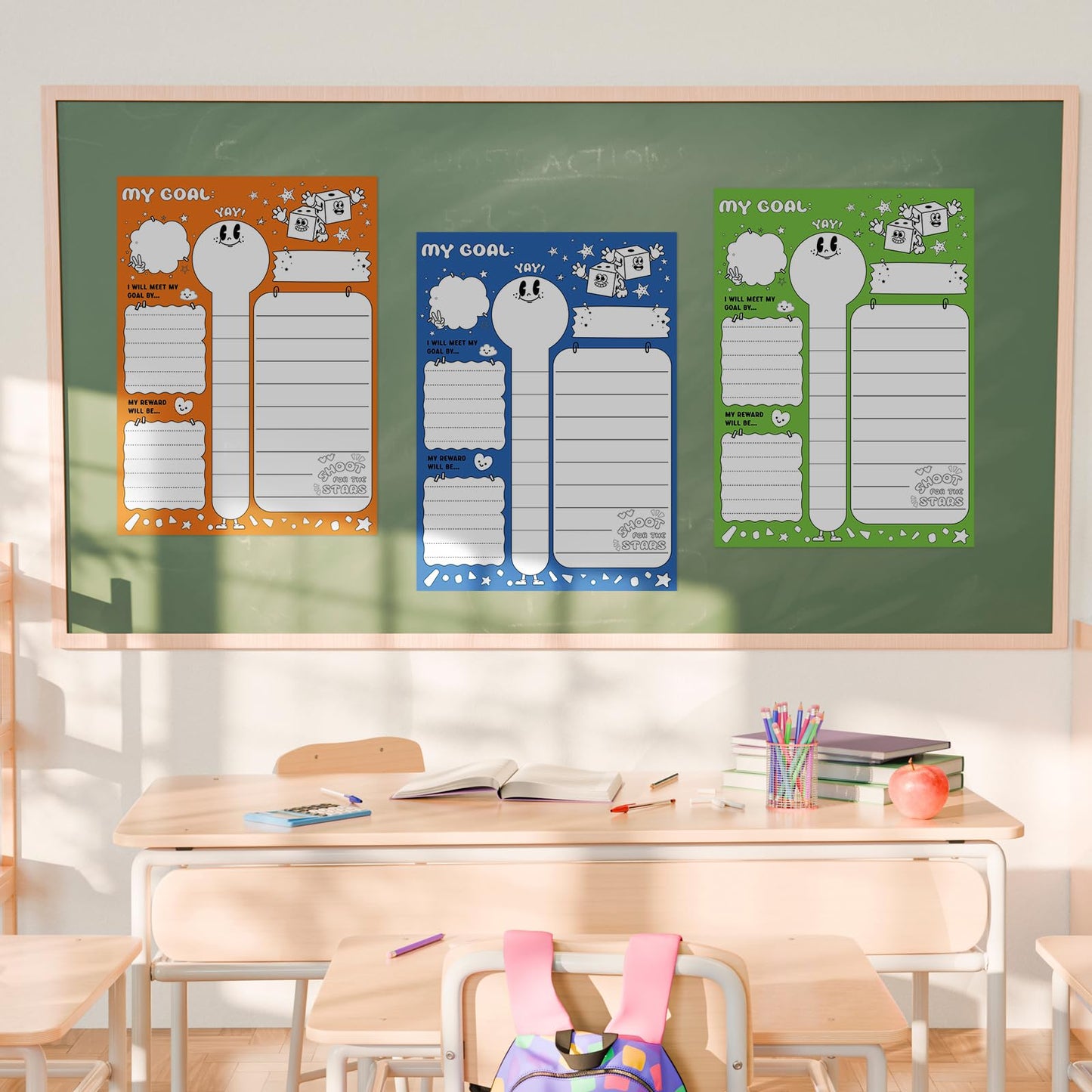 Didaey 12 Pcs Fundraising Thermometer Chart Goal Tracker Stickers 16 x 22 Inch Goal Setting Stickers Goals Board Self-Adhesive Thermometer Sticker for Wall Home Classrooms Supplies