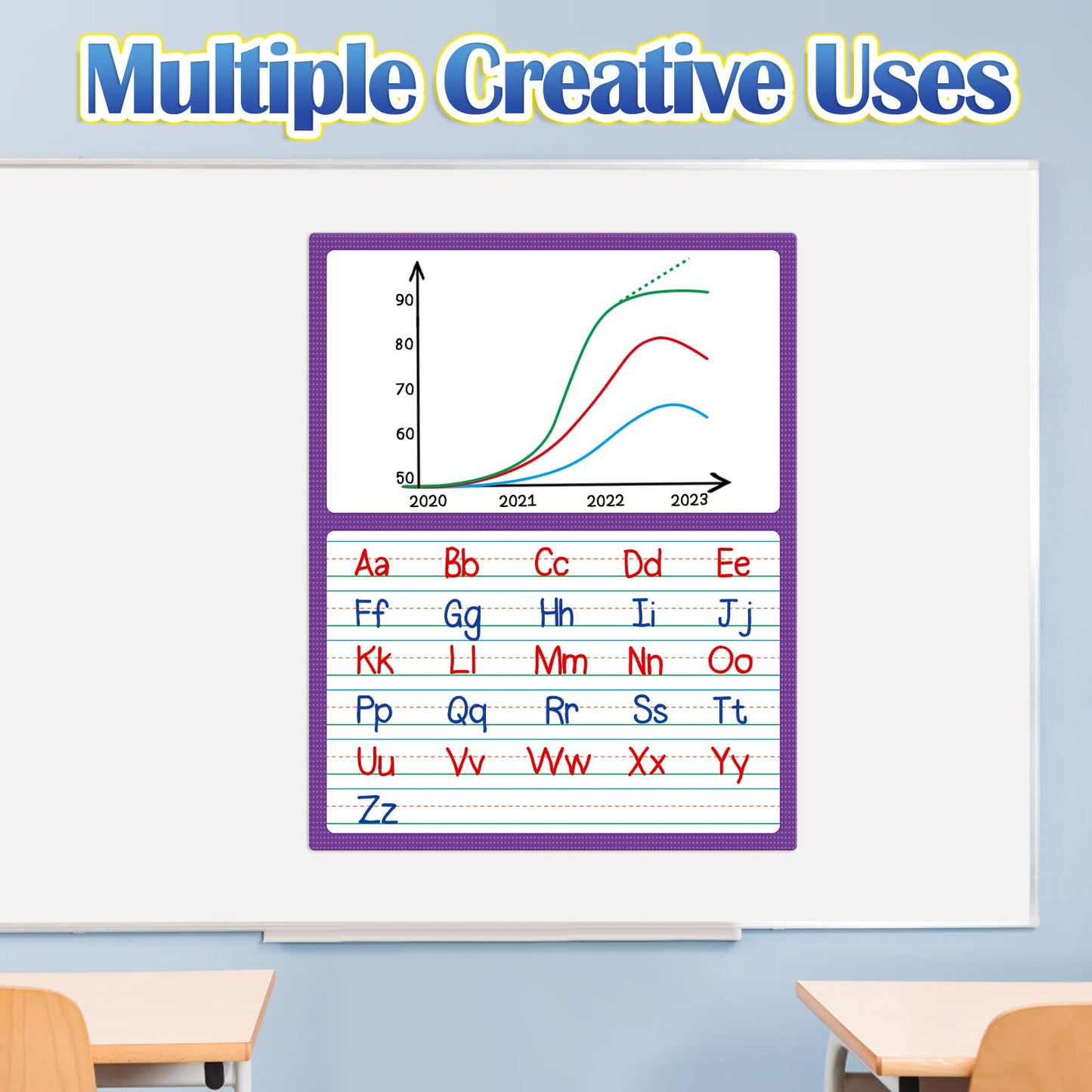 Aizweb Giant Magnetic Draw & Write Paper,Dry Erase Handwriting Lined for Classroom Whiteboard Accessories, Writing Chart Paper Teacher Must Have Homeschool Teaching Supplies,Teacher Essential