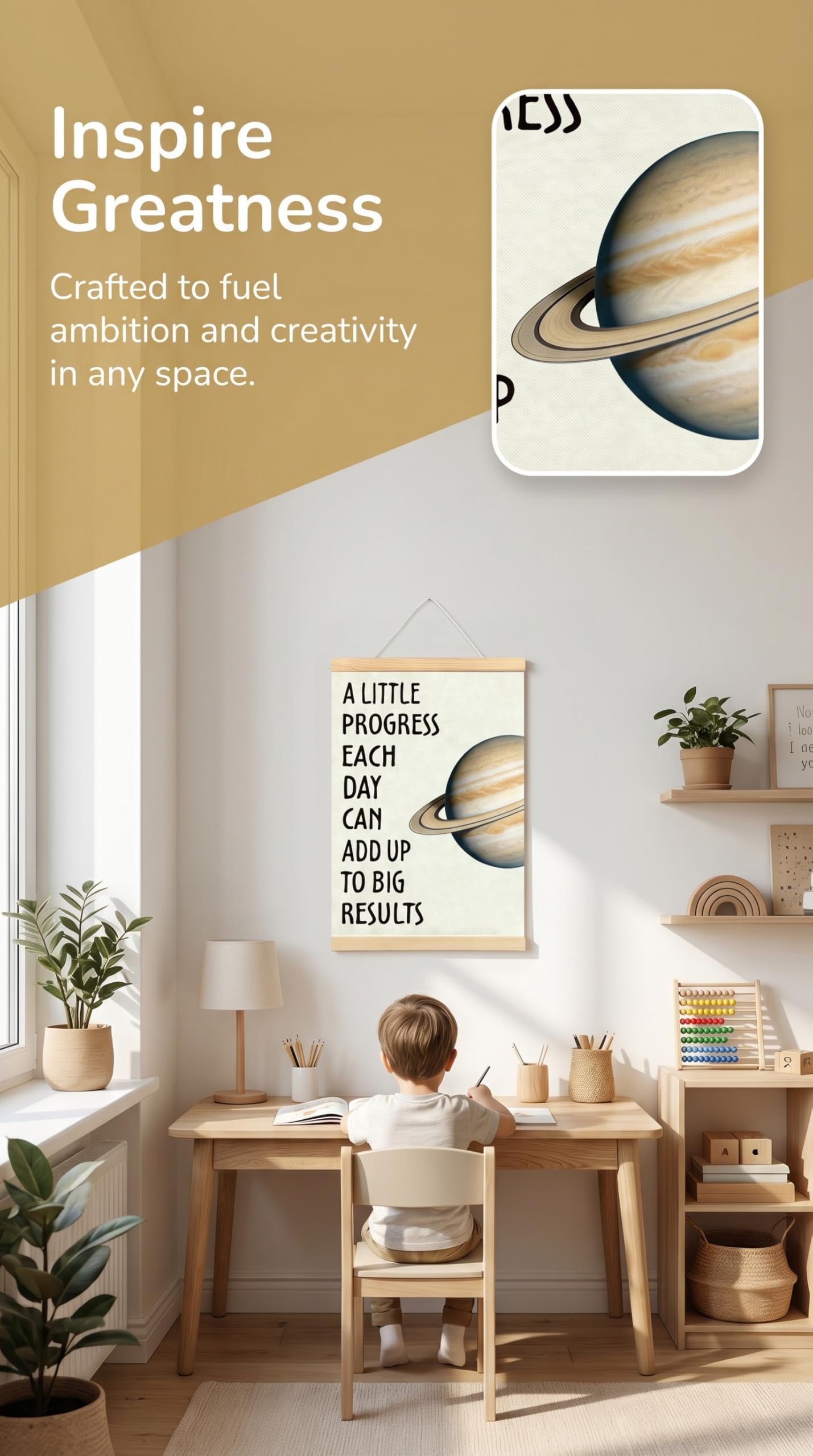 CVDGUFY Motivational Wall Art – Inspirational Wooden Scroll for Office, Classroom, and Home Decor – 30x40cm Hand-Painted Poster with UV Printing