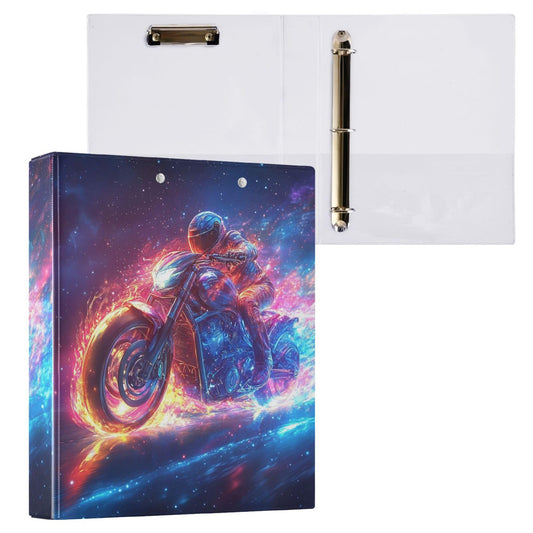 Motorcycle Round Ring Binders 1.5 Galaxy Race Car Sports 3 Ring Clipboard Binder for Office School Work Supplies File Folder 200 Sheet Capacity Easy Open