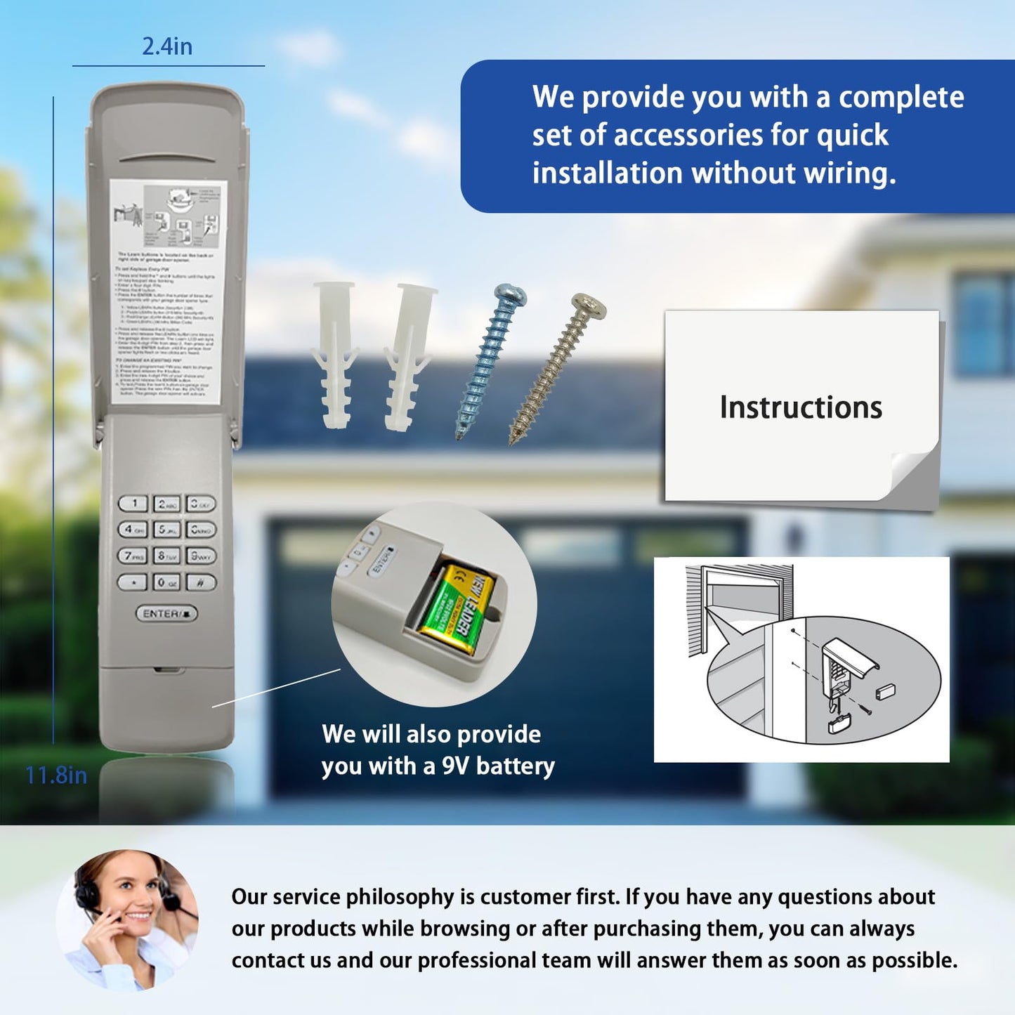 Garage Door Opener Keypad Compatible with Liftmaster Chamberlain Craftsman Garage Door Opener with 315/390 MHZ Learn Button Since 1993, Replace 877Max 878Max Garage Door Keypad Wireless Keyless Entry
