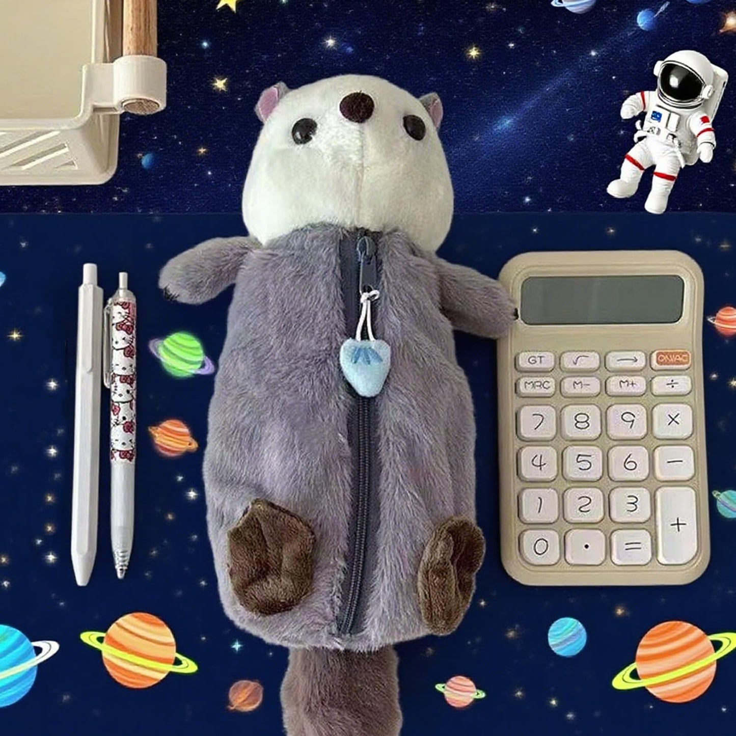 Cmtuuy Pencil Case, Cute Pencil Pouch, Pen Bag Case, Plush Large Capacity Storage Bag, Zipper Pen Pouch for Girl and Boy (Sea otter)