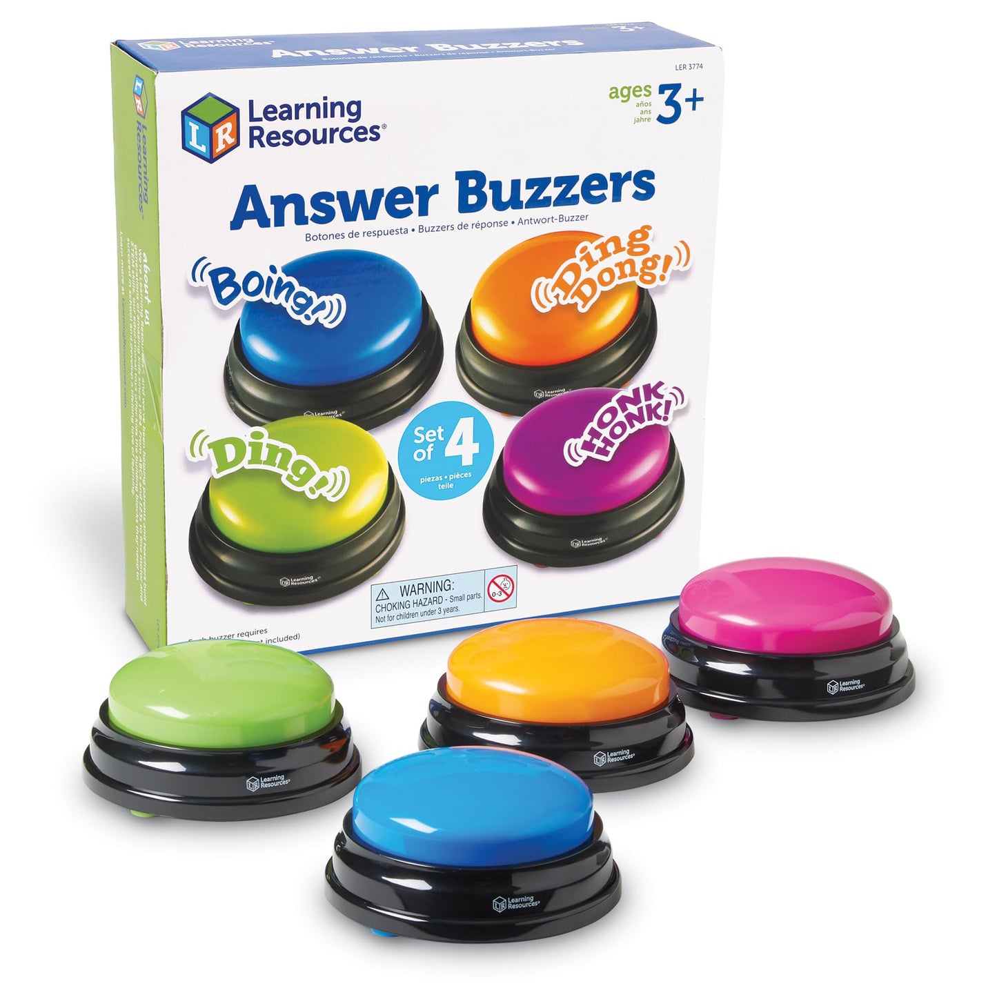 Learning Resources Answer Buzzers - Classroom Must Haves Supplies, Kids Toys, Sound Effect Button, Family Game Shows, Buzzers for Trivia, Participation Tools Boys and Girls Birthday Gifts