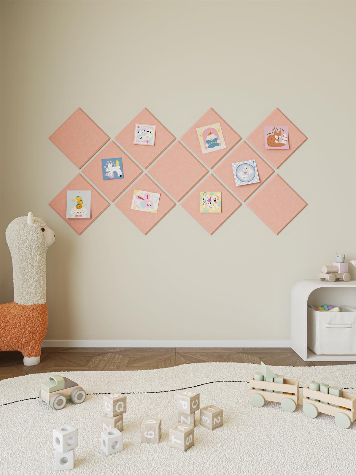 Lightomorrow 0.47" Thick Felt Pin Board Tiles, 12 Pack 11.8 x 11.8 in Bulletin Board 48" x 36", Cork Board Alternative with Adhesive & 30 Push Pins for Home Office Classroom, Mauvey Pink