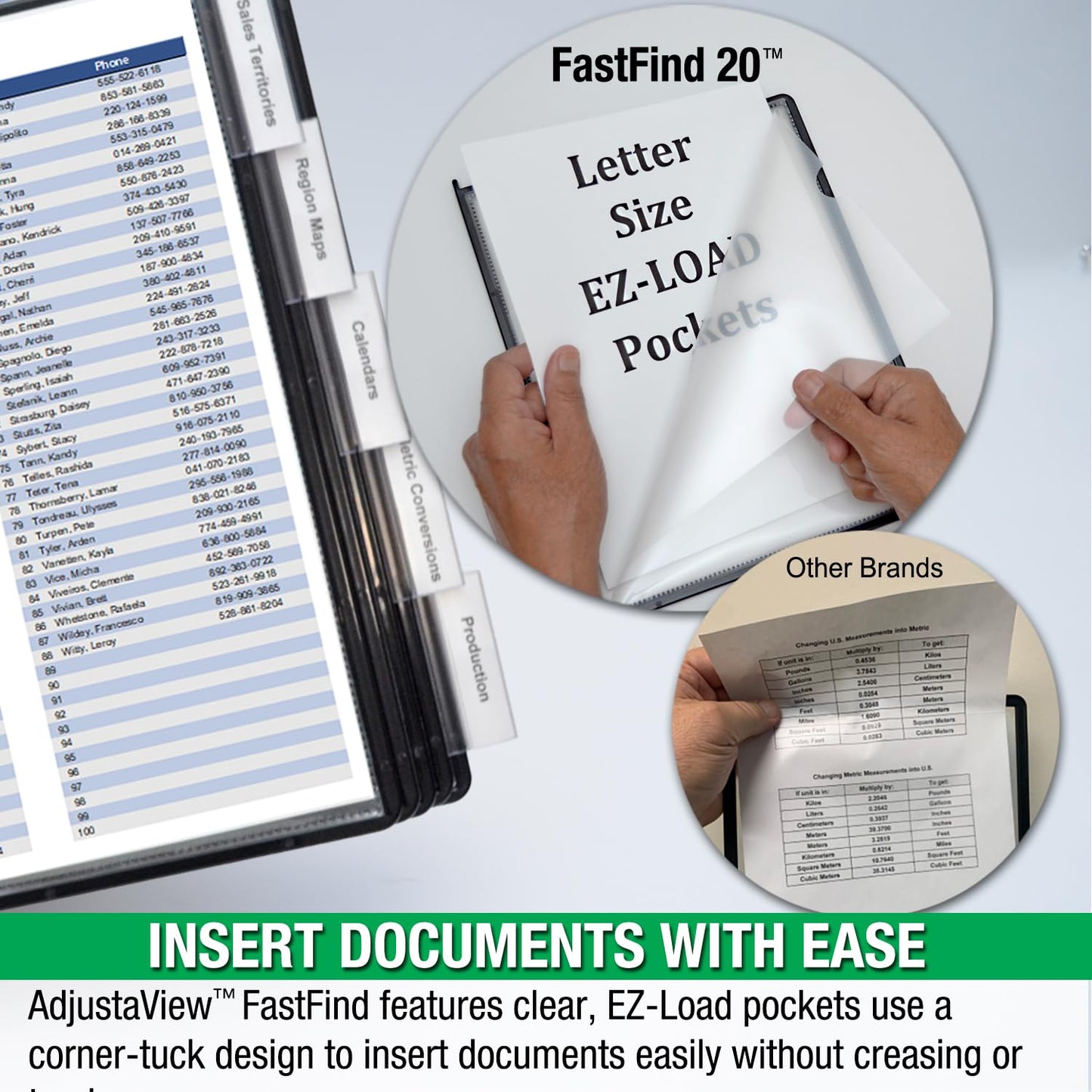 Ultimate Office AdjustaView FastFind 10-Pocket Desktop Reference Display Organizer with All Black EZ Load Pockets to Display 20 Sheets of Your Most Important Letter Sized Documents