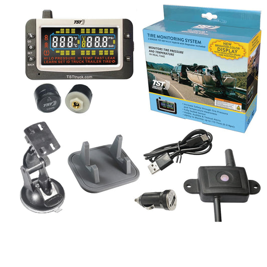 TST 507 Tire Pressure Monitoring System with 2 Hybrid Sensors and Color Display for Metal/Rubber Valve Stems by Truck System Technologies, TPMS for RVs, Campers and Trailers