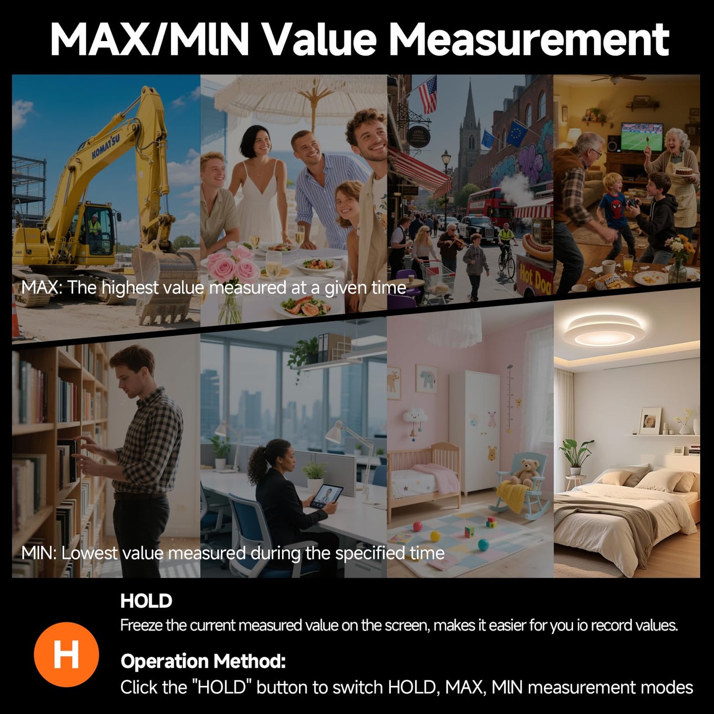 Power Supply Available Decibel Meter, Gedaye Sound Level Meter, A/C Weighted SPL Meter, Noise Measure Device 30-130dB, Noise Detector Sound Monitor Decibel Reader Classroom Factory Noisy Neighbor
